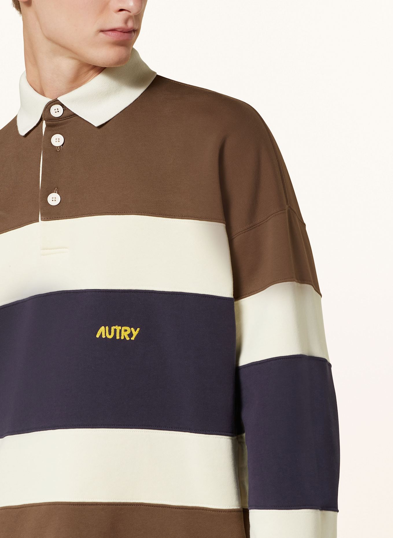 AUTRY Jersey-Poloshirt Comfort Fit: BRAUN/ DUNKELBLAU/ ECRU