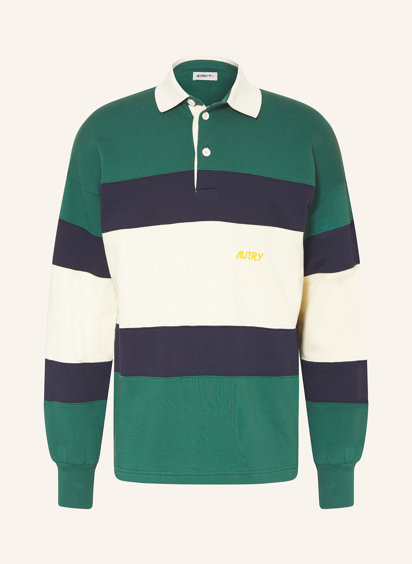 AUTRY Jersey-Poloshirt Comfort Fit: DUNKELBLAU / CREME / DUNKELGRÜN