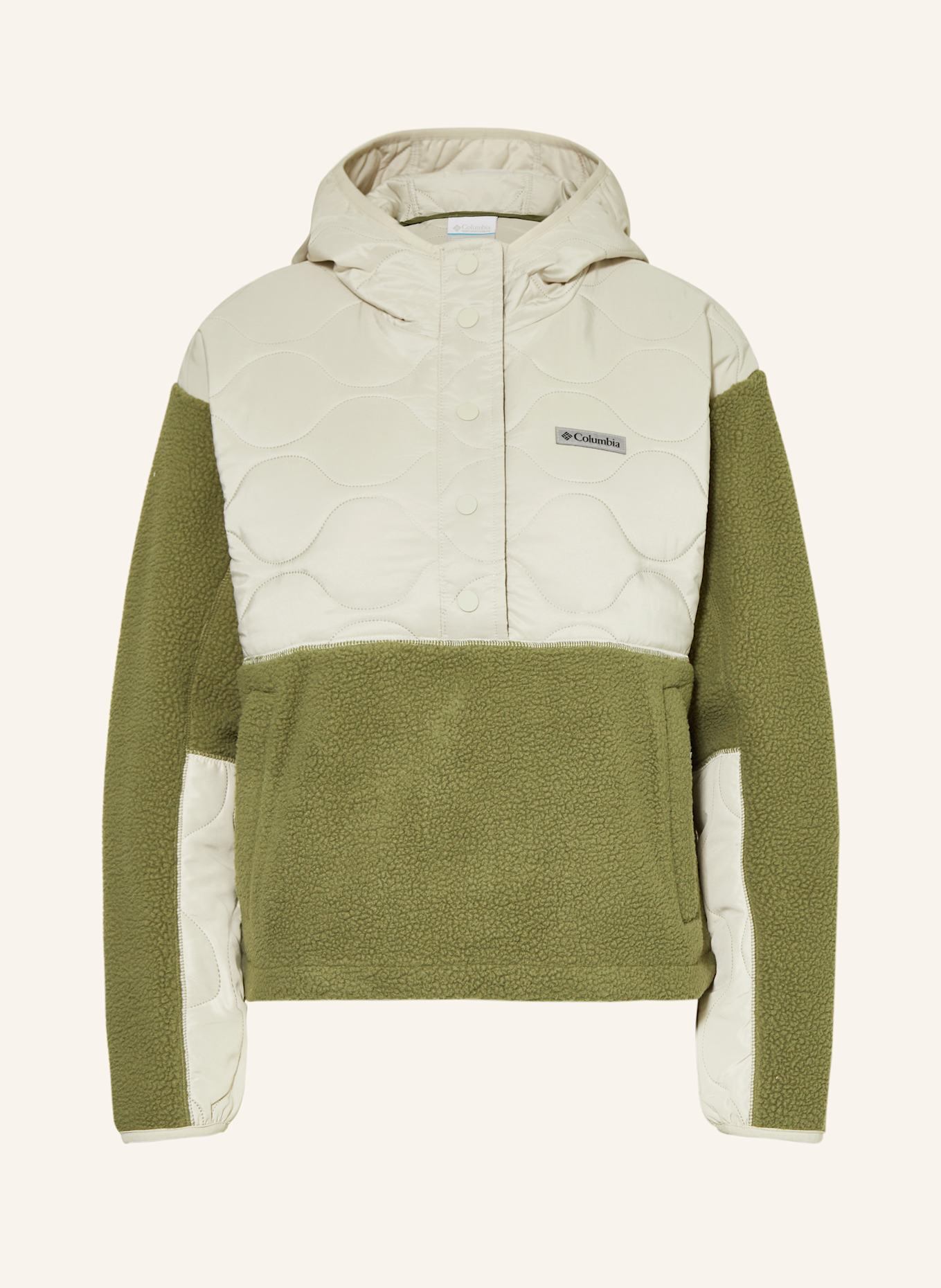 Columbia CLOUD POINT™ fleece troyer in a mix of materials, Color: CREAM/ OLIVE (Image 1)