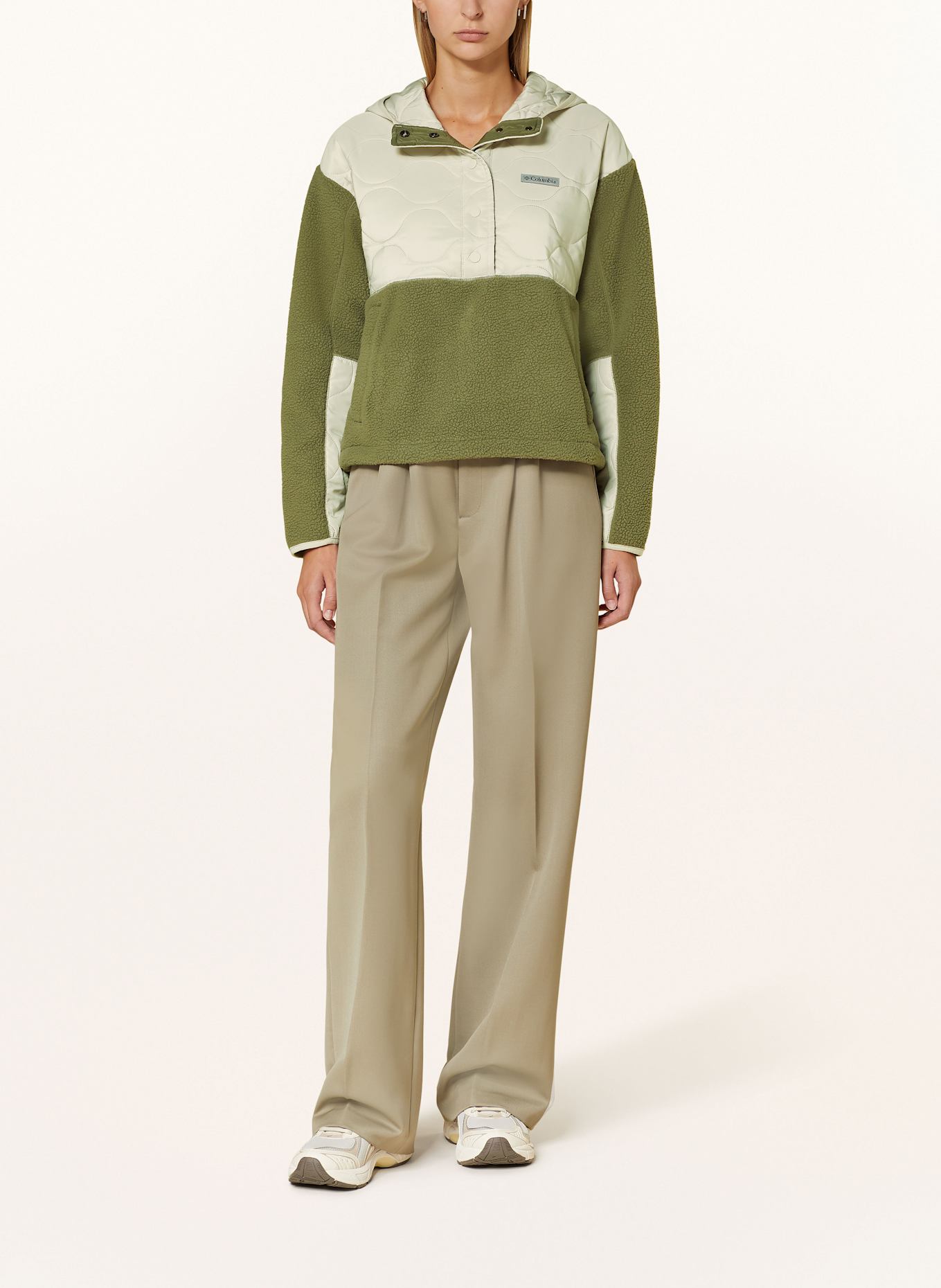 Columbia CLOUD POINT™ fleece troyer in a mix of materials, Color: CREAM/ OLIVE (Image 2)