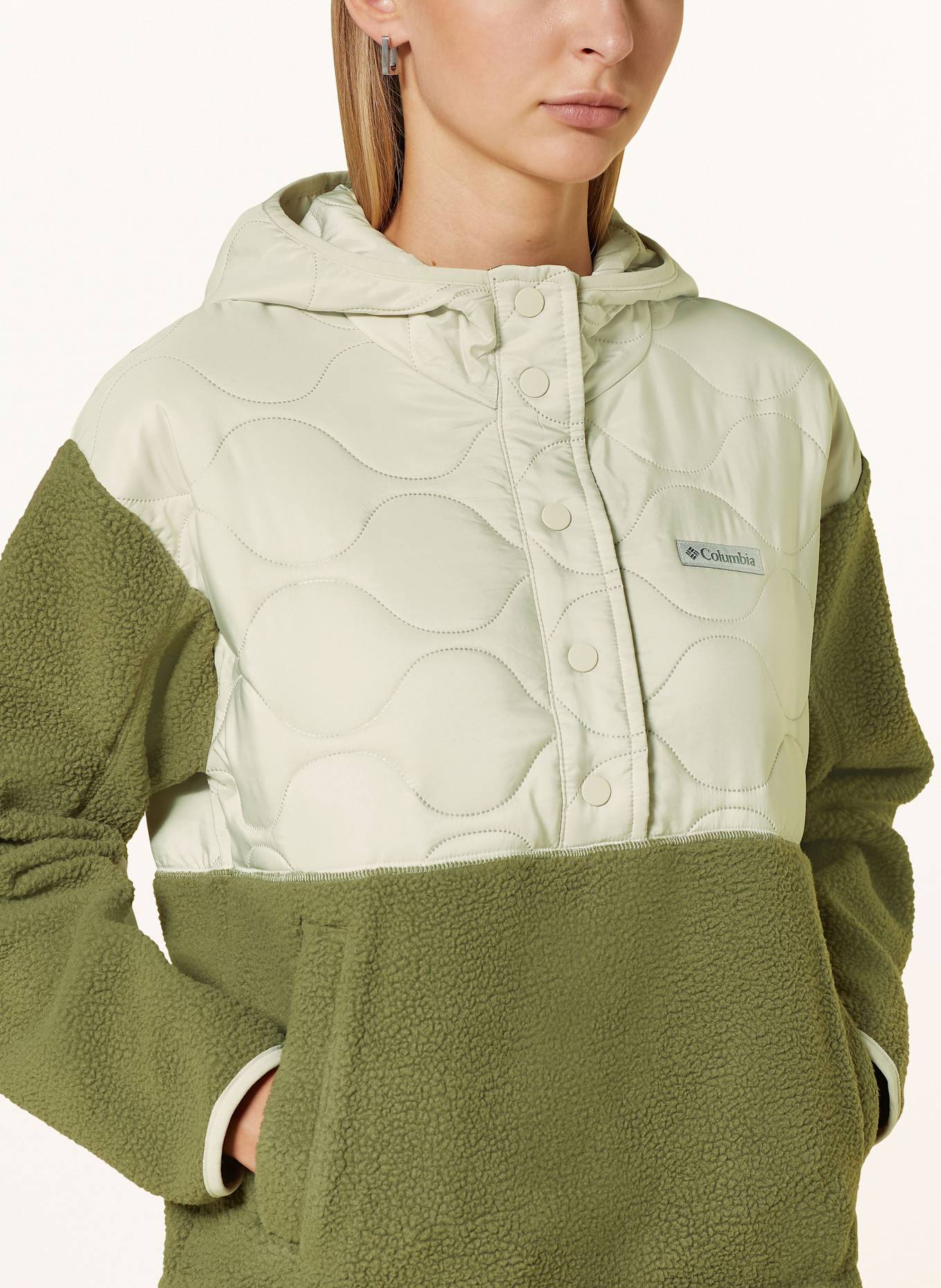 Columbia CLOUD POINT™ fleece troyer in a mix of materials, Color: CREAM/ OLIVE (Image 5)