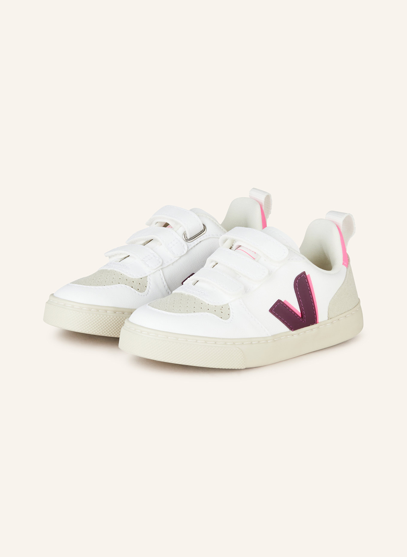 VEJA Sneaker V-10, Farbe: WEISS/ GRAU/ FUCHSIA (Bild 1)