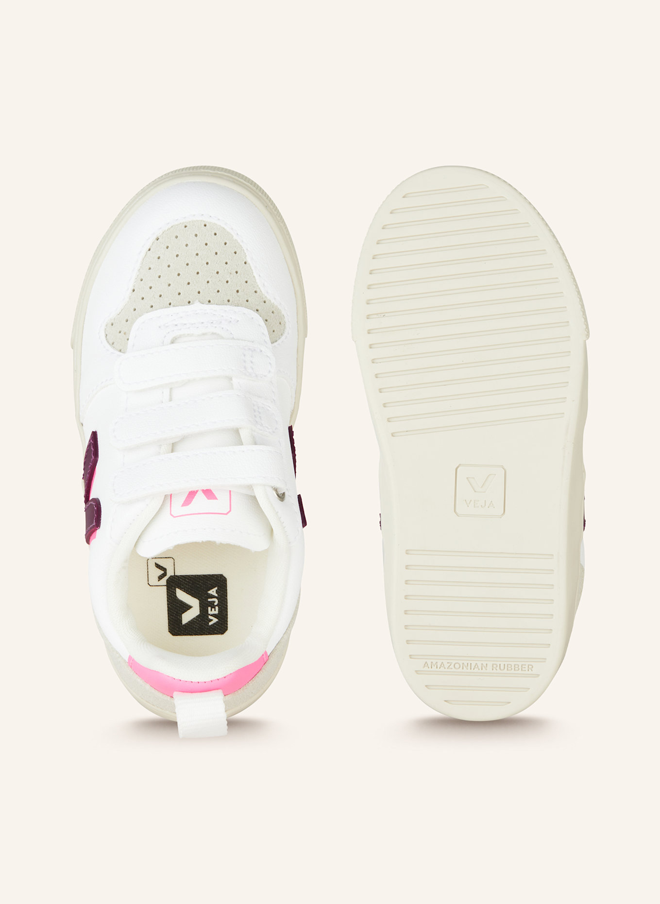 VEJA Sneaker V-10, Farbe: WEISS/ GRAU/ FUCHSIA (Bild 5)