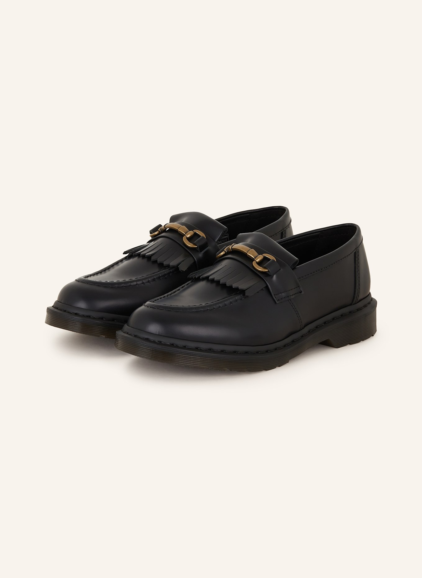 Black loafers with gold buckle hot sale