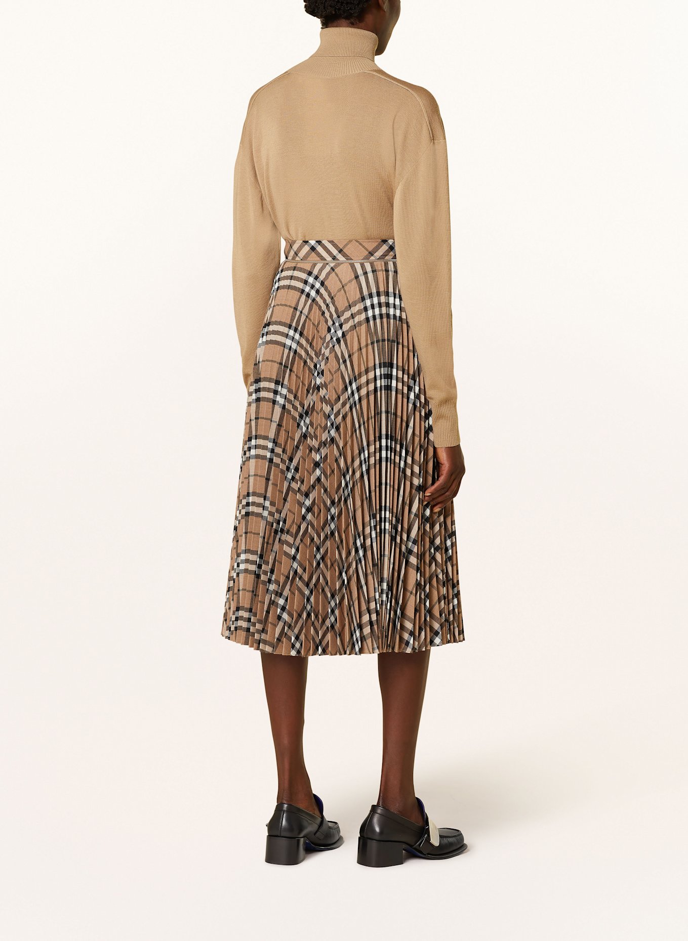 BURBERRY Spódnica plisowana: BRĄZOWY / CZARNY / ECRU