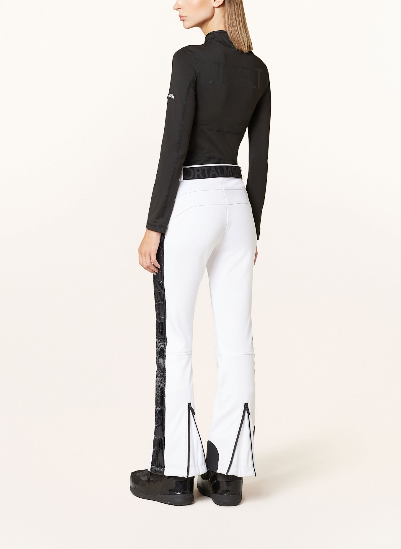 SPORTALM Softshell ski skinny pants: WHITE/ BLACK