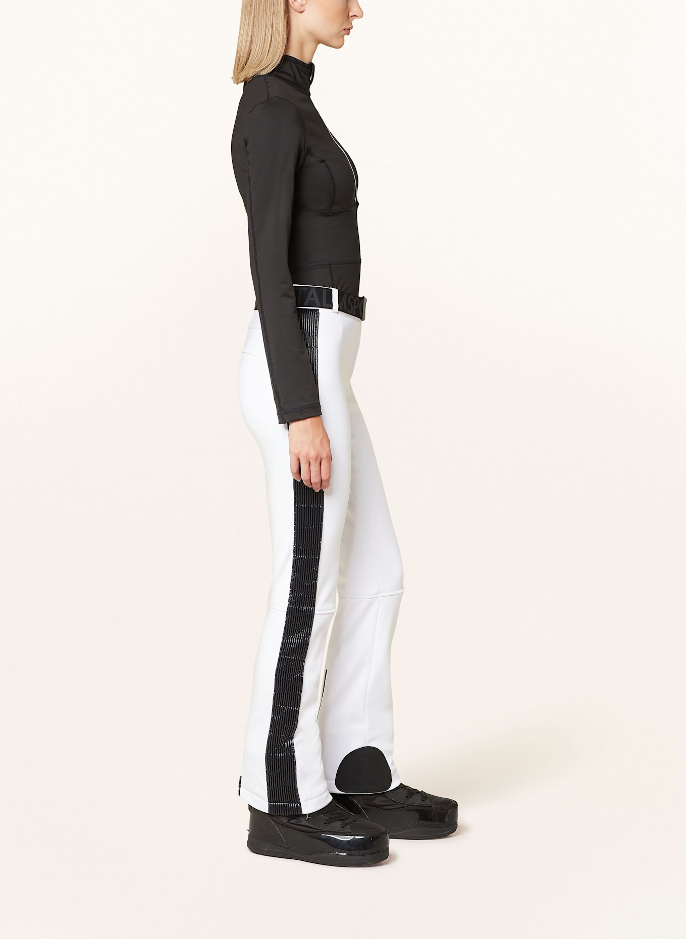 SPORTALM Softshell ski skinny pants: WHITE/ BLACK