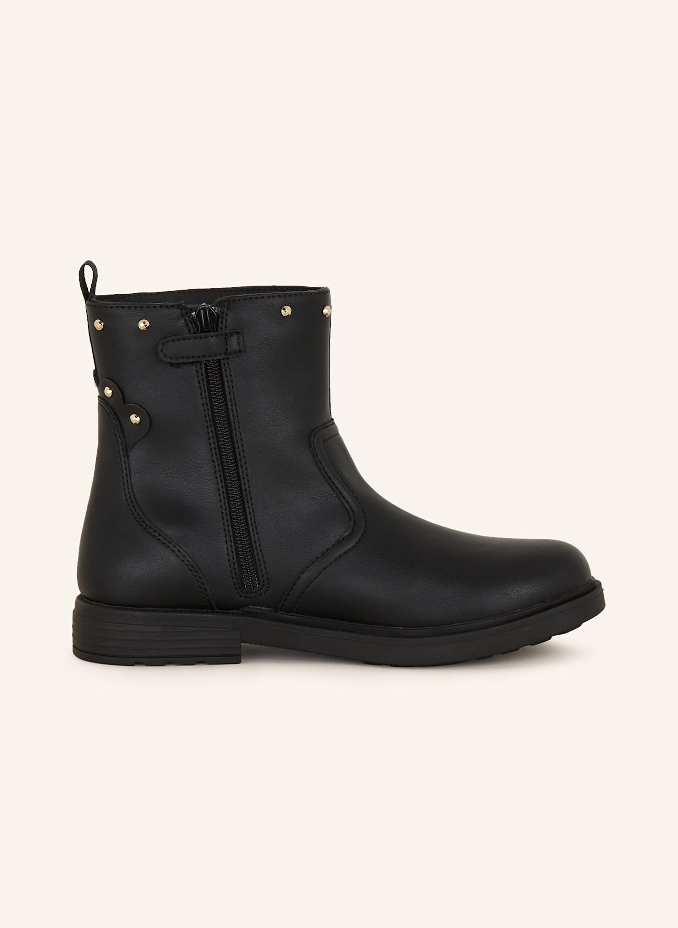 GEOX Biker Boots ECLAIR GIRL s nýty: ČERNÁ