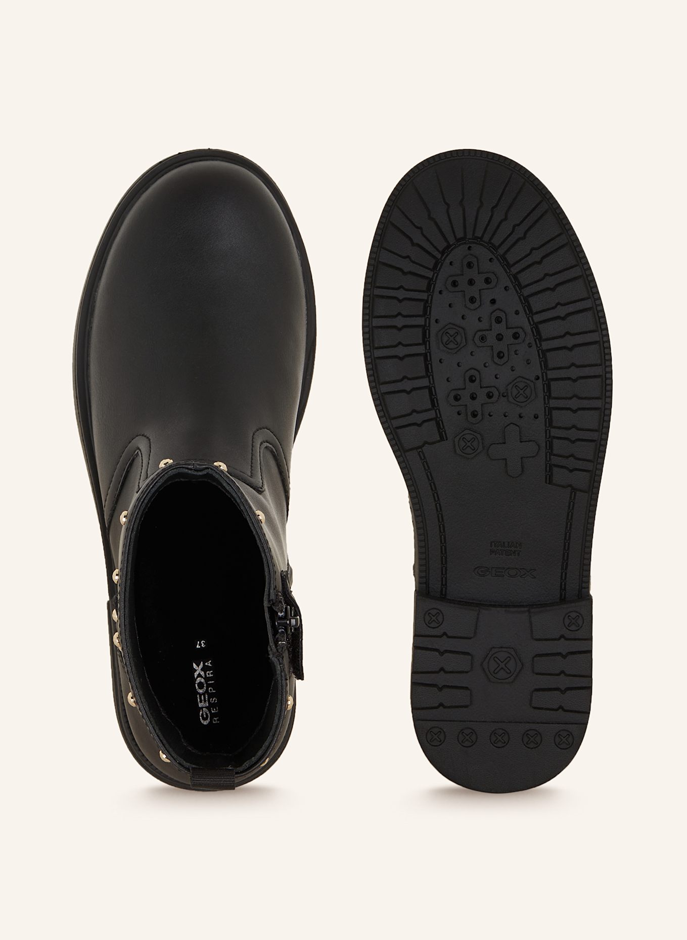 GEOX Biker Boots ECLAIR GIRL s nýty: ČERNÁ