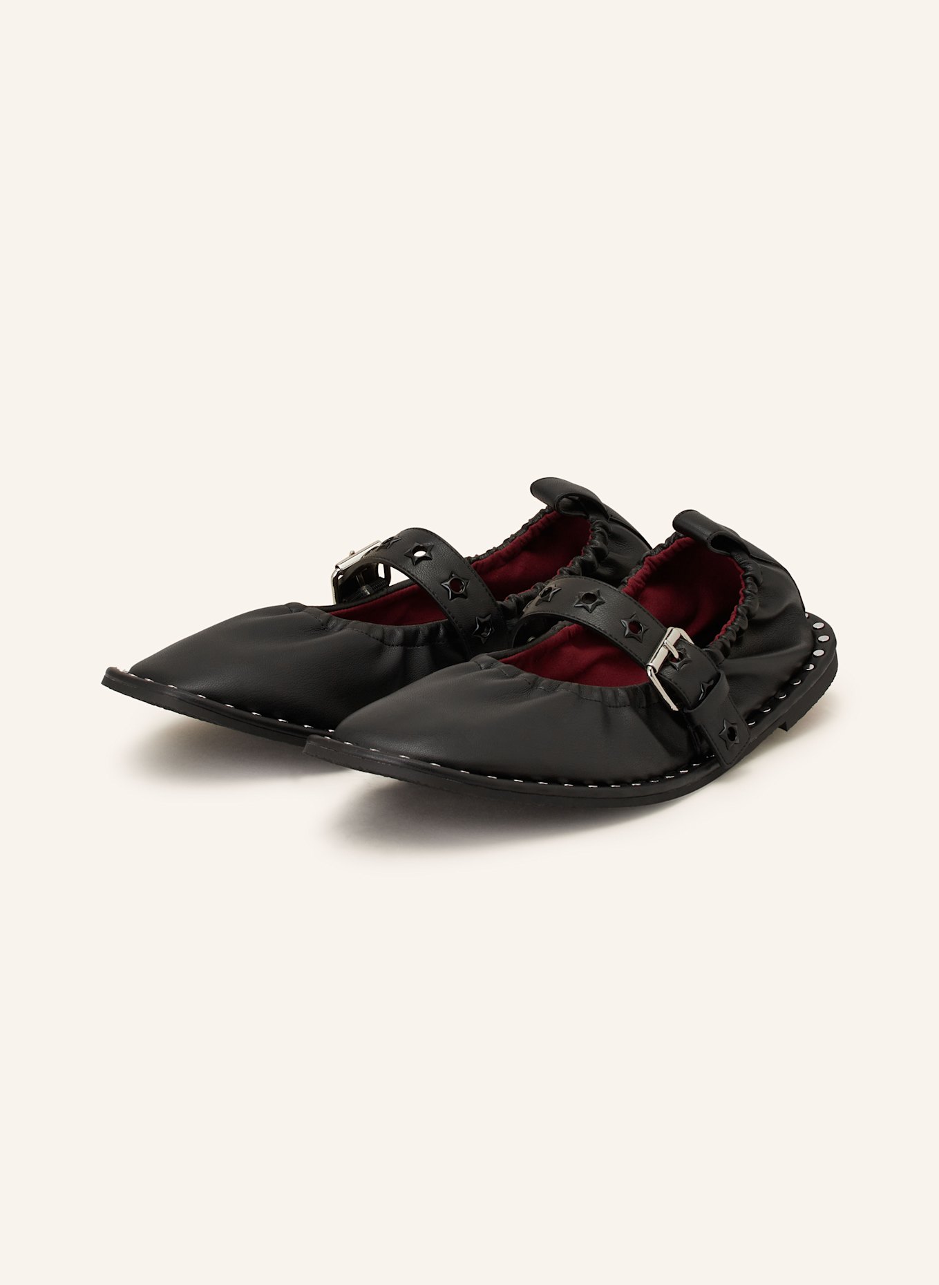 STELLA McCARTNEY Mary-Jane-Ballerinas FALABELLA mit Nieten: SCHWARZ