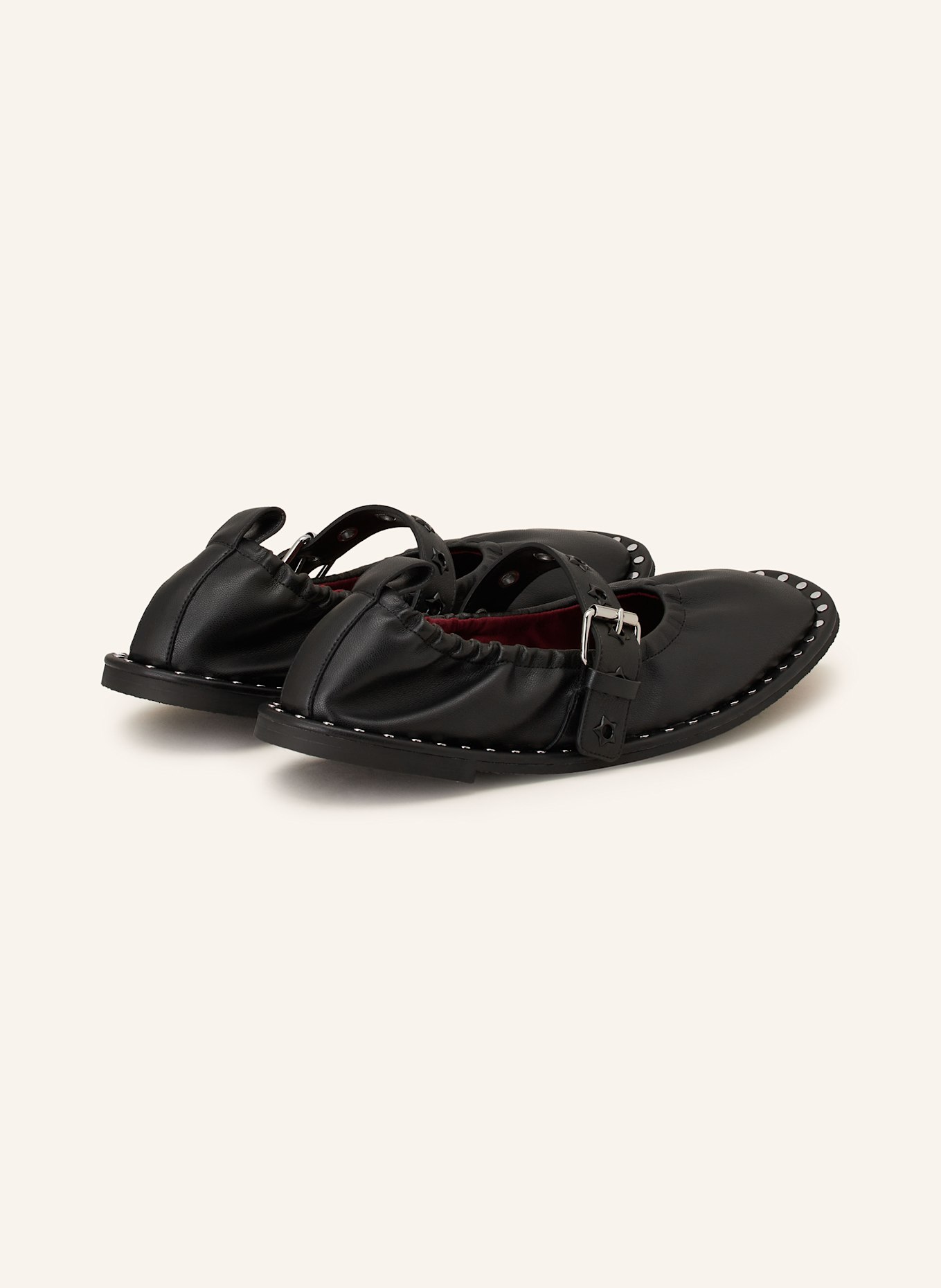 STELLA McCARTNEY Mary-Jane-Ballerinas FALABELLA mit Nieten: SCHWARZ