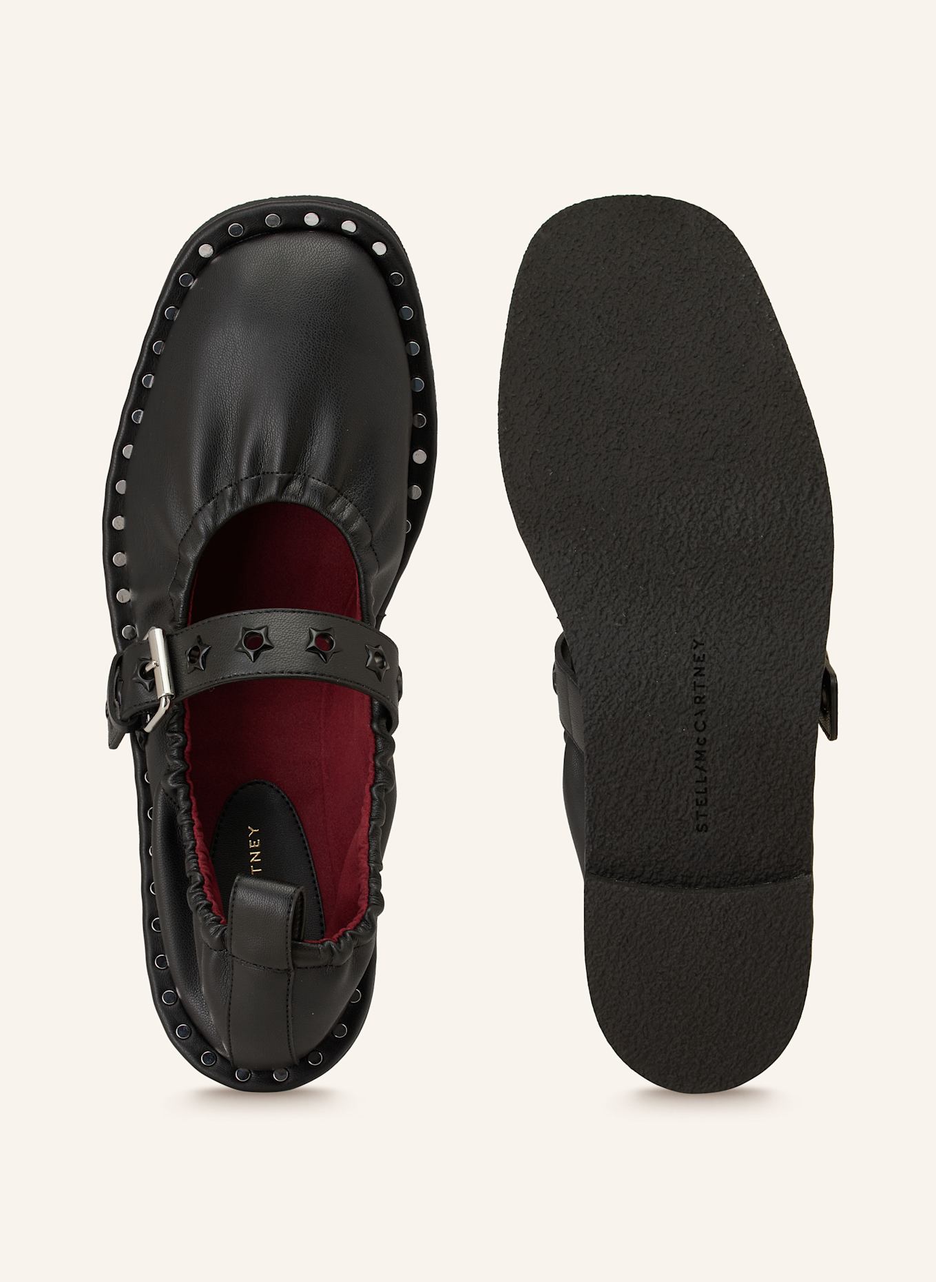 STELLA McCARTNEY Mary-Jane-Ballerinas FALABELLA mit Nieten: SCHWARZ