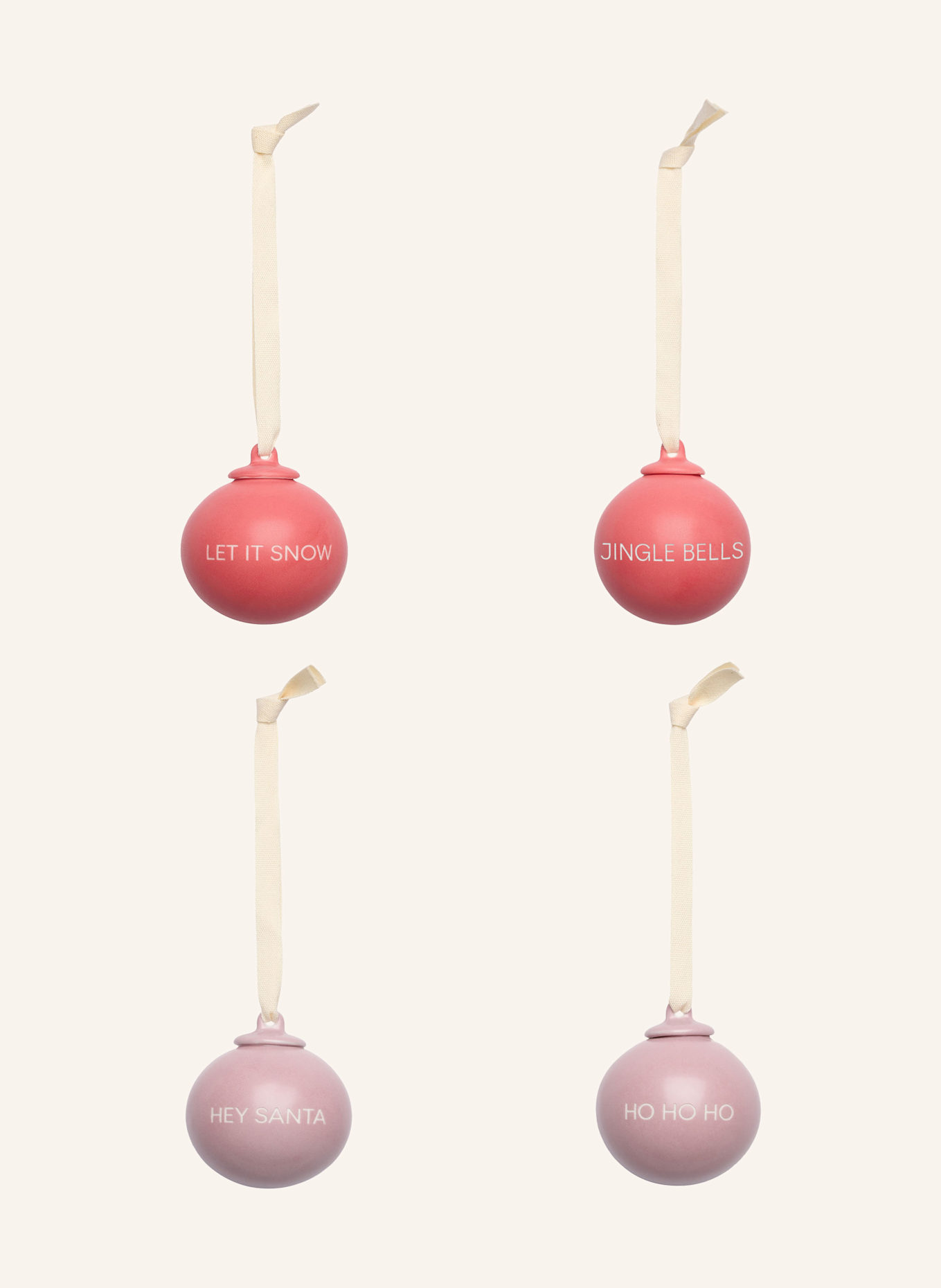 DESIGN LETTERS Bombki choinkowe XMAS STORIES, 4 szt.: JASNOFIOLETOWY / RÓŻOWY