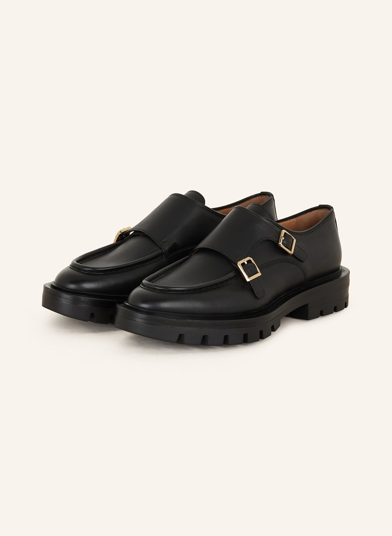 Santoni Double-Monks FEINT, Farbe: SCHWARZ (Bild 1)