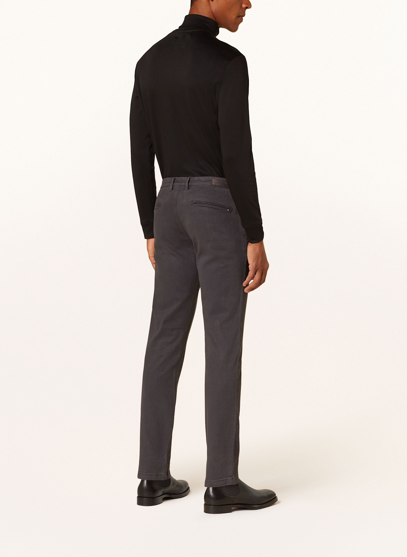 STROKESMAN'S Piqué chino slim fit, Color: DARK GRAY (Image 3)