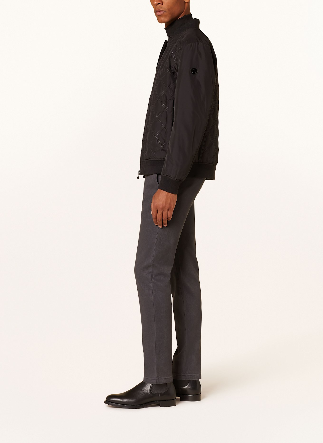 STROKESMAN'S Piqué chino slim fit, Color: DARK GRAY (Image 4)