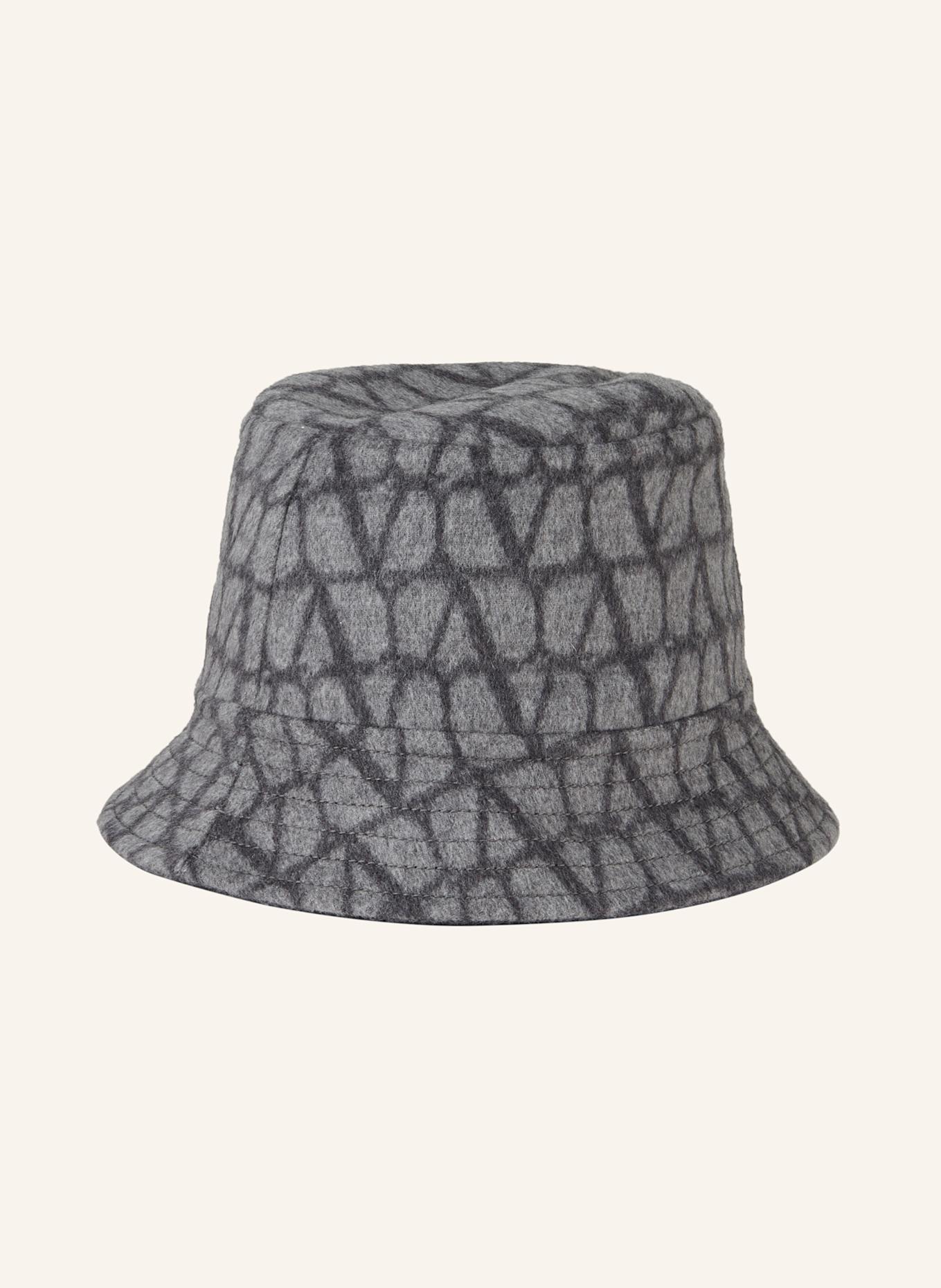 VALENTINO GARAVANI Czapka rybacka VLOGO TOILE ICONOGRAPHE: SZARY / CZIEMNOSZARY