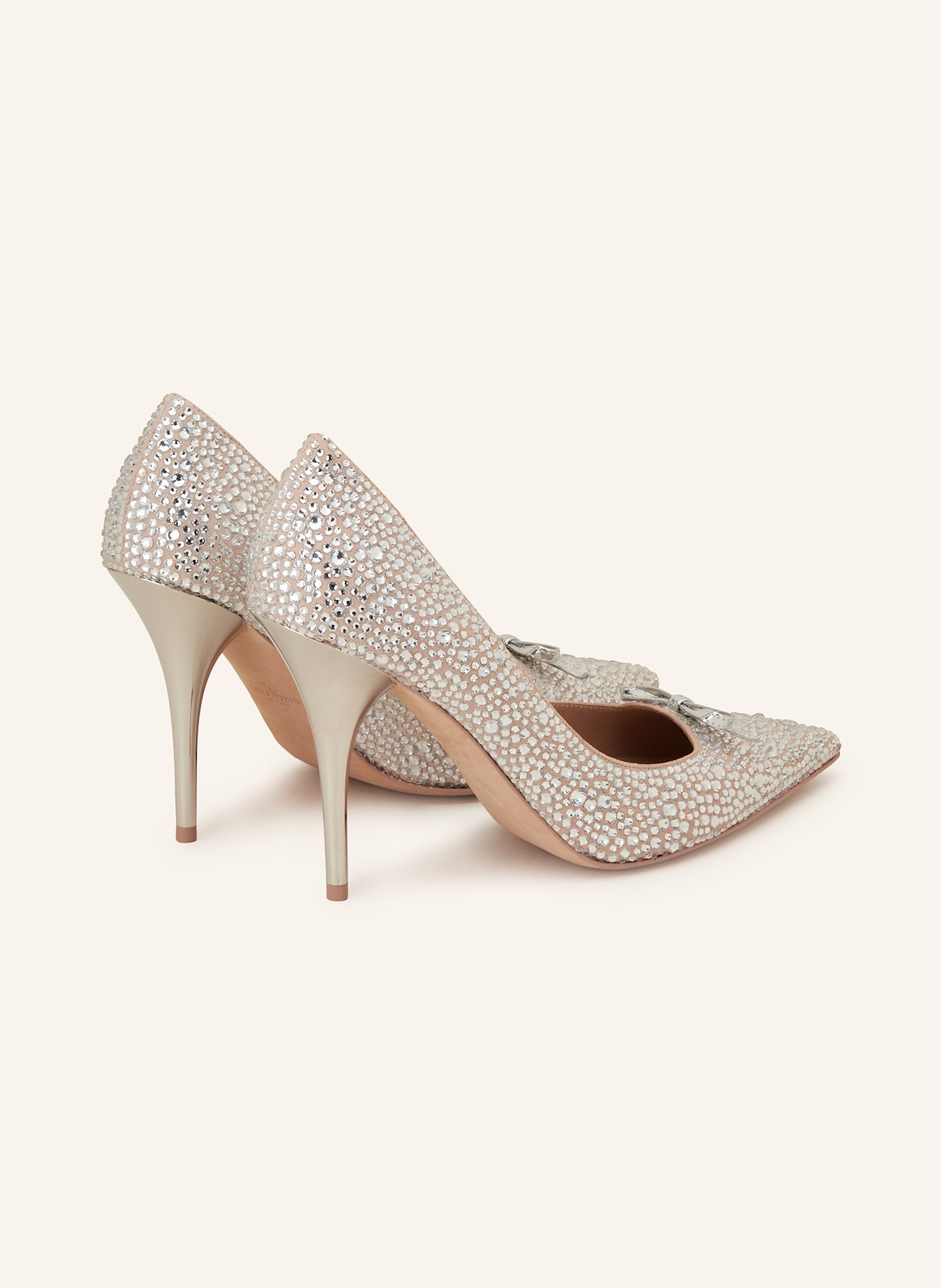 VALENTINO GARAVANI Pumps ROMANCE mit Schmucksteinen: NUDE/ SILBER
