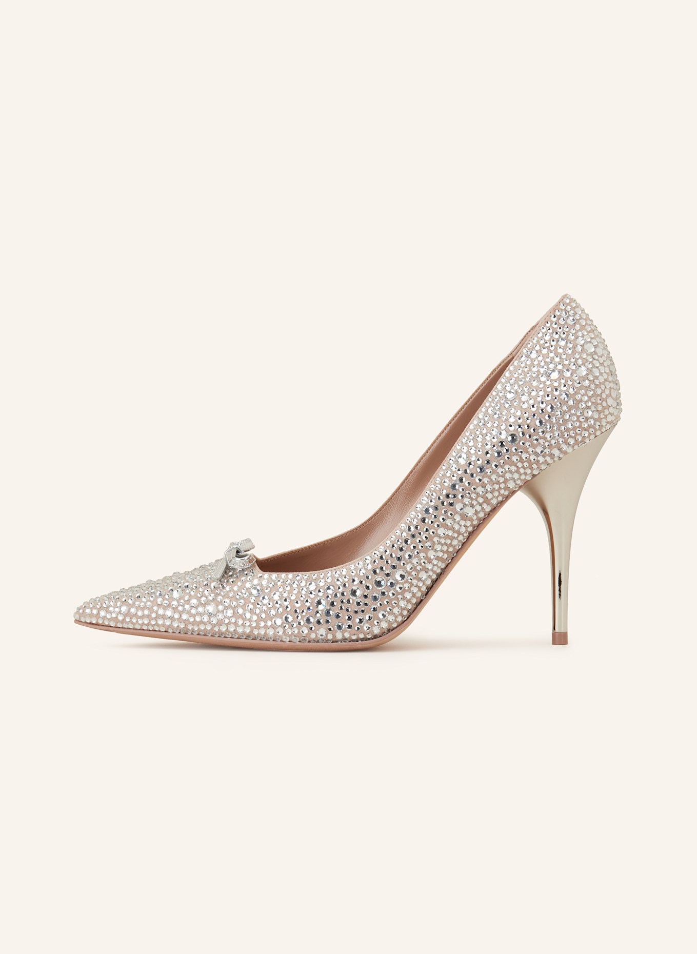 VALENTINO GARAVANI Pumps ROMANCE mit Schmucksteinen: NUDE/ SILBER