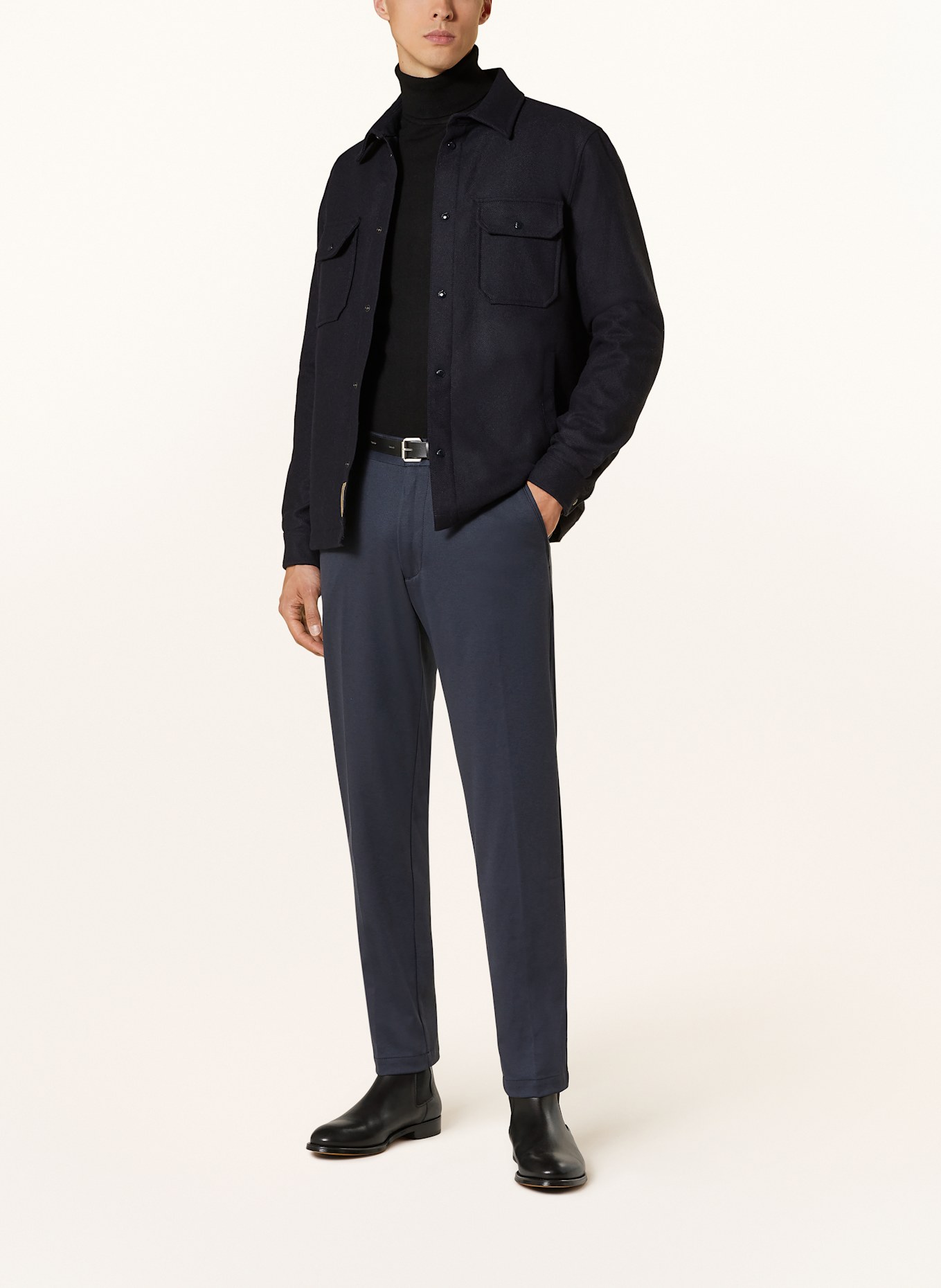 BOSS KANE regular tapered fit jersey trousers, Color: DARK BLUE (Image 2)