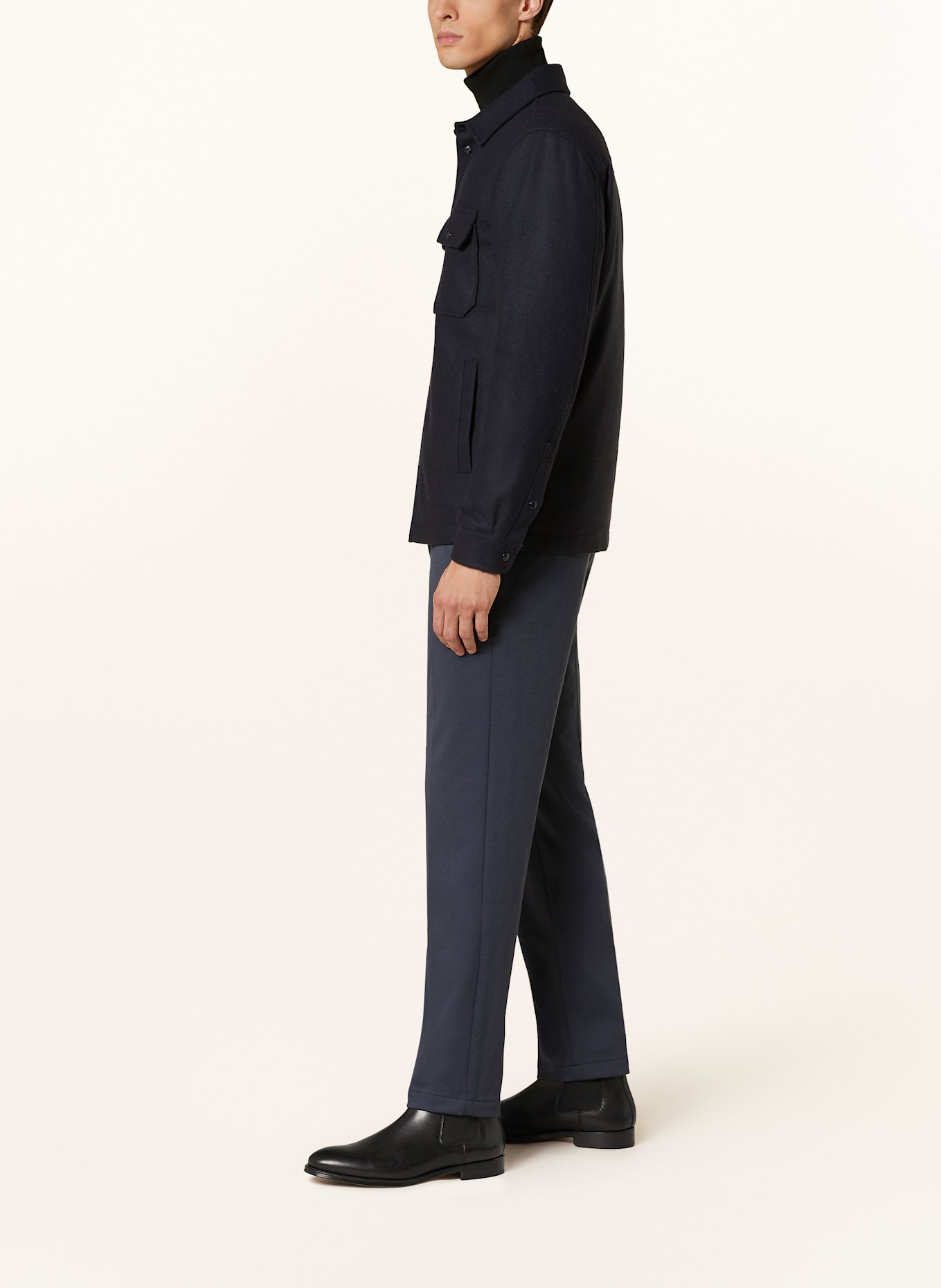 BOSS KANE regular tapered fit jersey trousers, Color: DARK BLUE (Image 4)