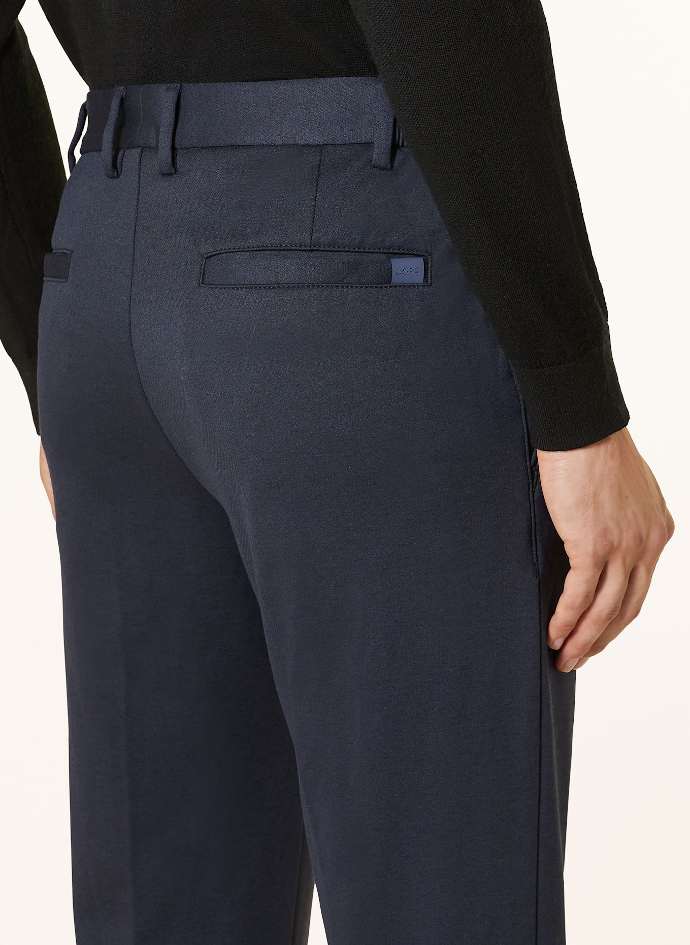 BOSS KANE regular tapered fit jersey trousers, Color: DARK BLUE (Image 6)