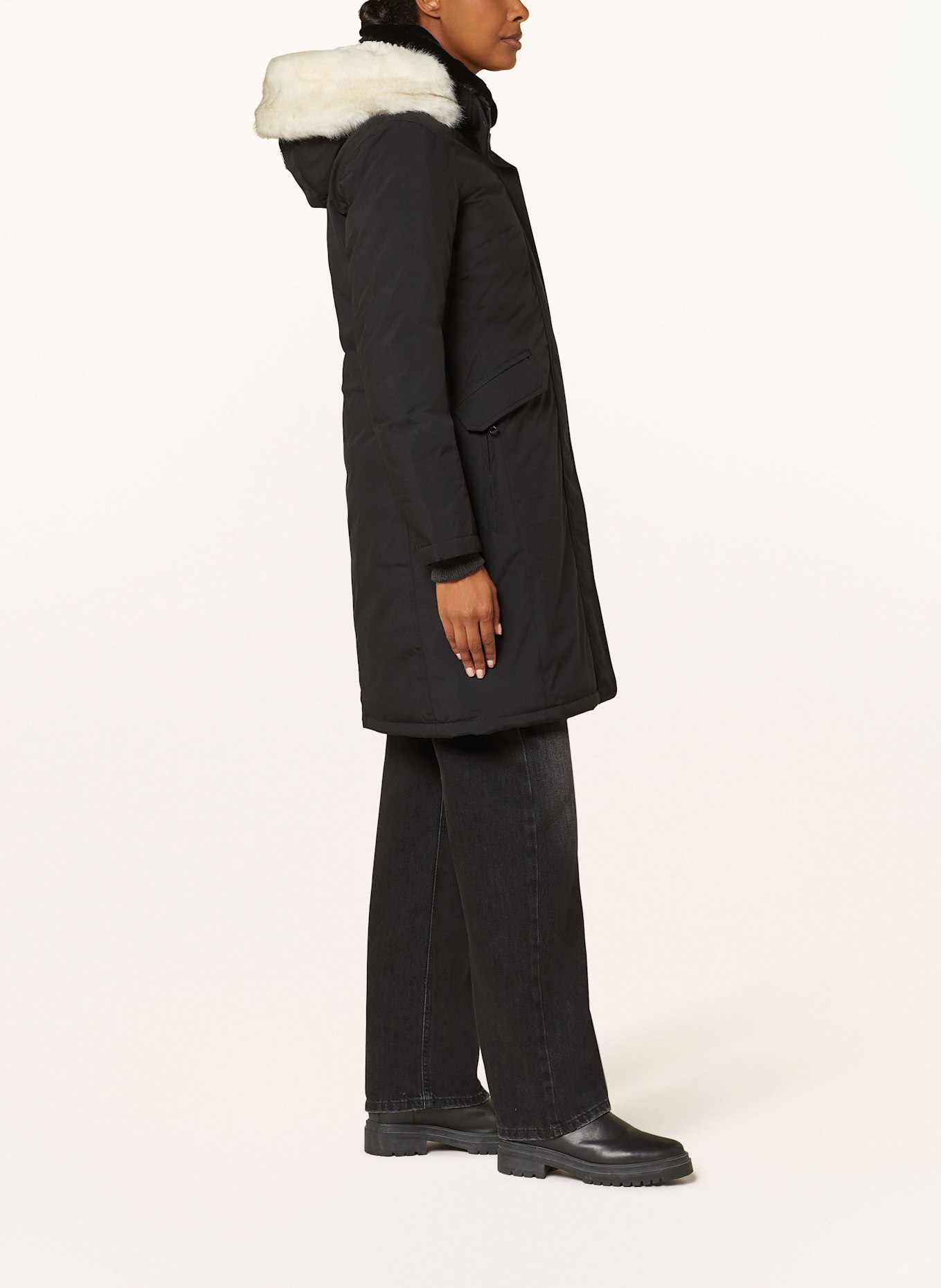 WELLENSTEYN Parka ENTERPRISE CLASSIC LONG mit DUPONT™ SORONA®-Isolierung und abnehmbarem Kunstfell: SCHWARZ