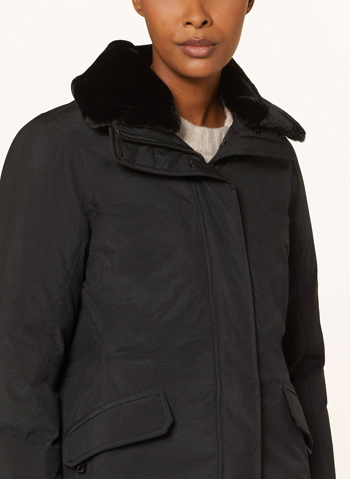 WELLENSTEYN Parka ENTERPRISE CLASSIC LONG mit DUPONT™ SORONA®-Isolierung und abnehmbarem Kunstfell: SCHWARZ