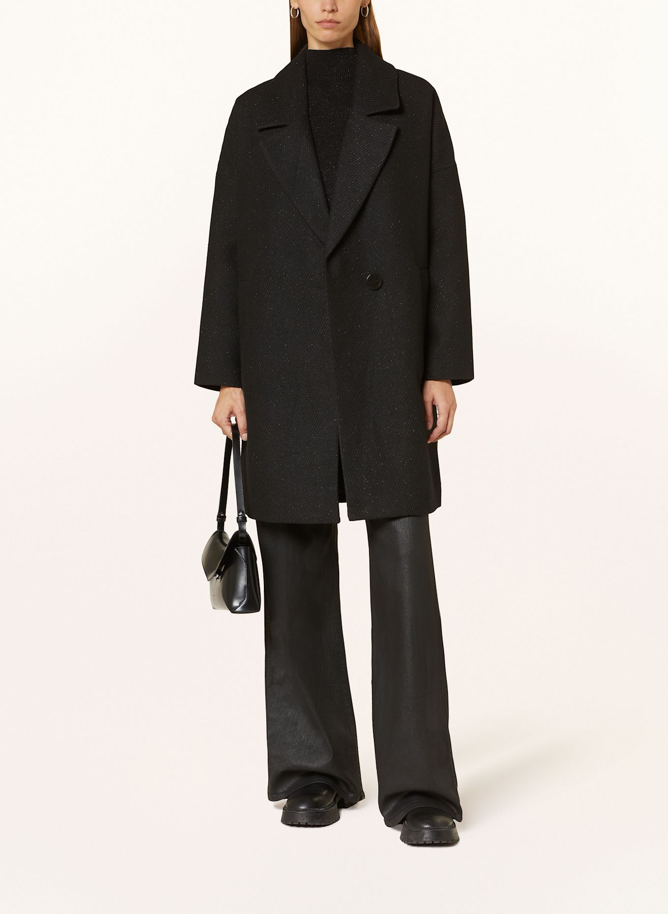 ARMANI EXCHANGE Coat with glitter thread: BLACK