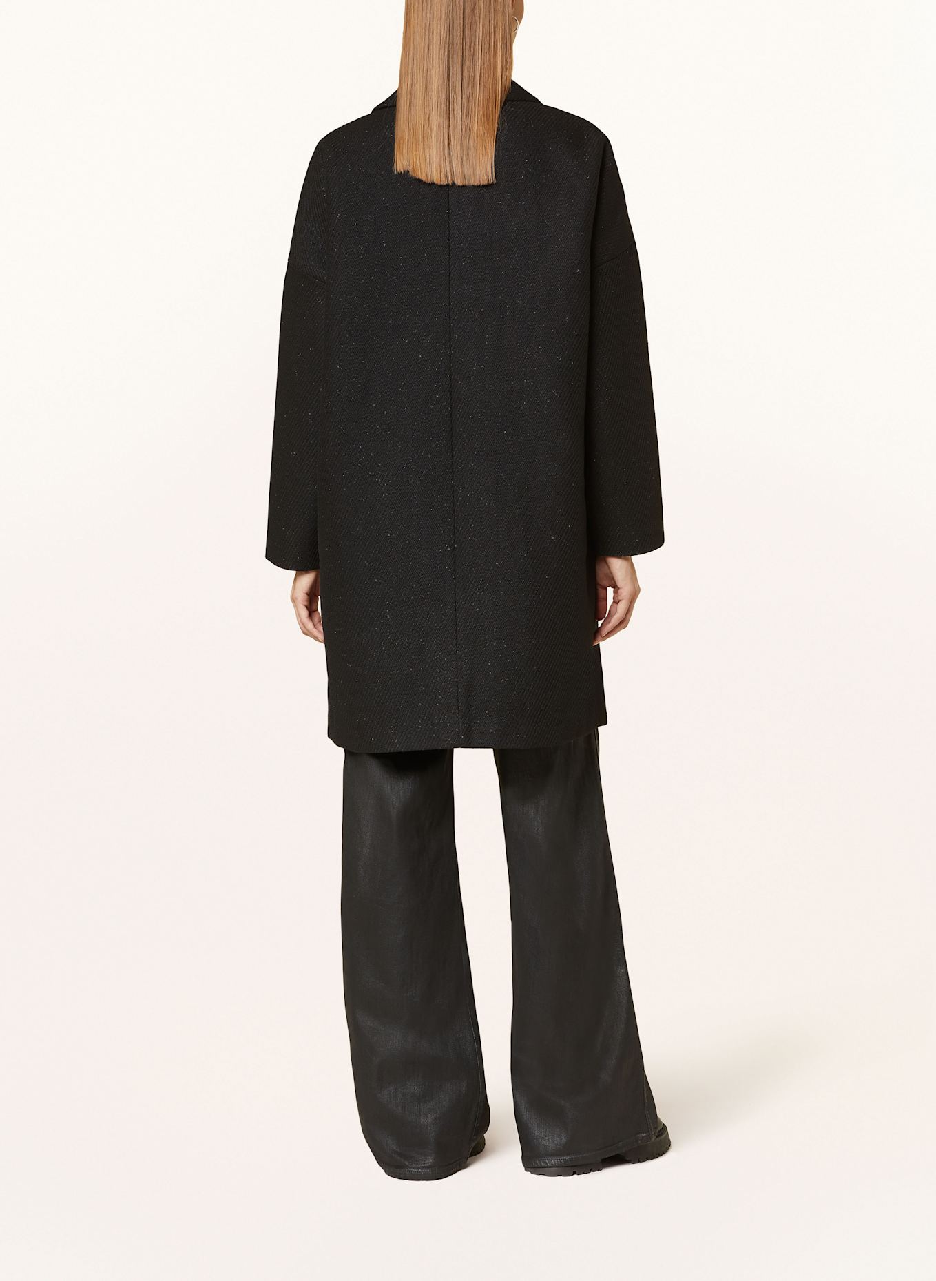 ARMANI EXCHANGE Coat with glitter thread: BLACK
