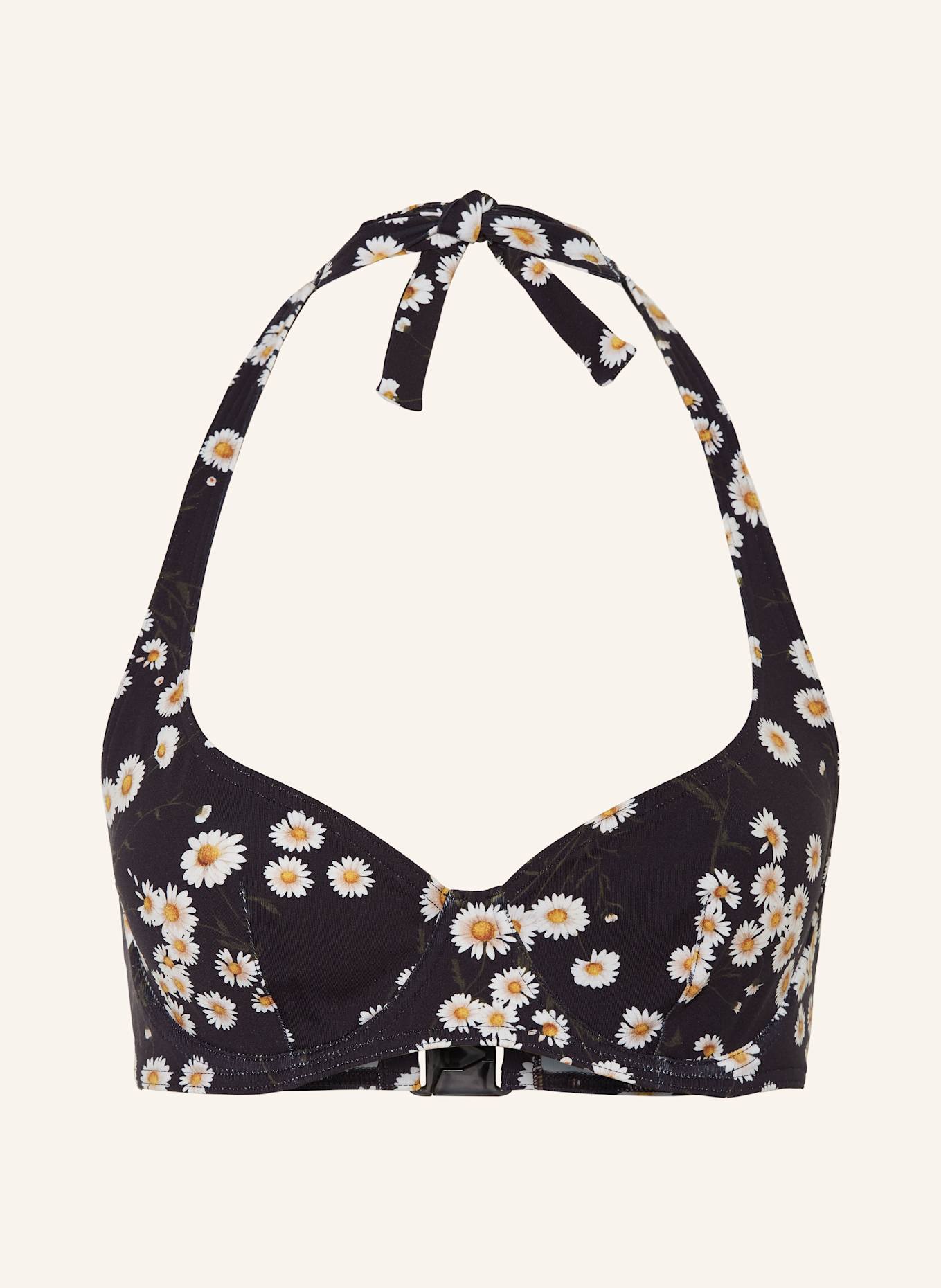 ERES Nekband-bikinitop PASSIONNEL: ZWART / DONKERGEEL / ECRU