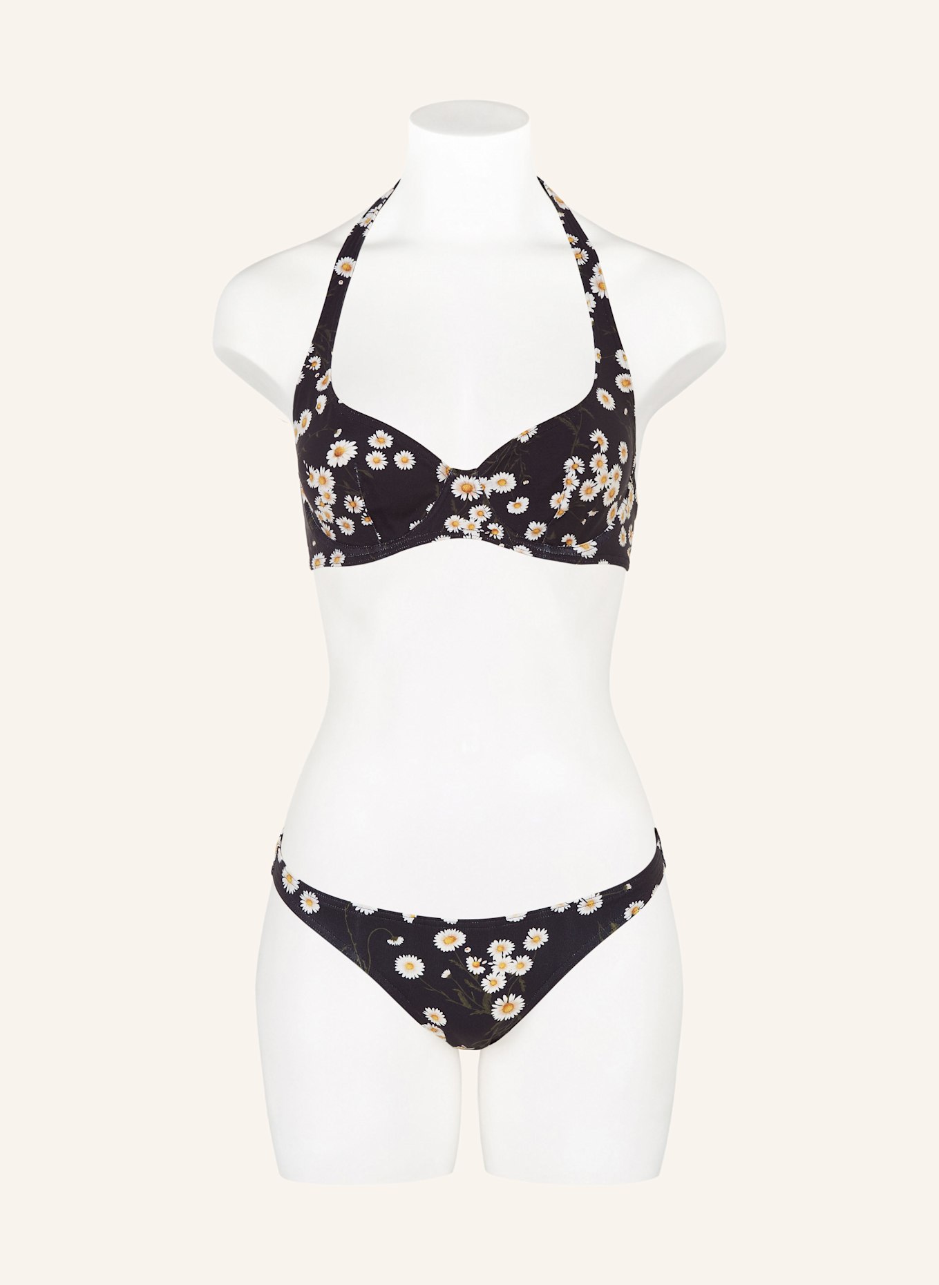 ERES Nekband-bikinitop PASSIONNEL: ZWART / DONKERGEEL / ECRU