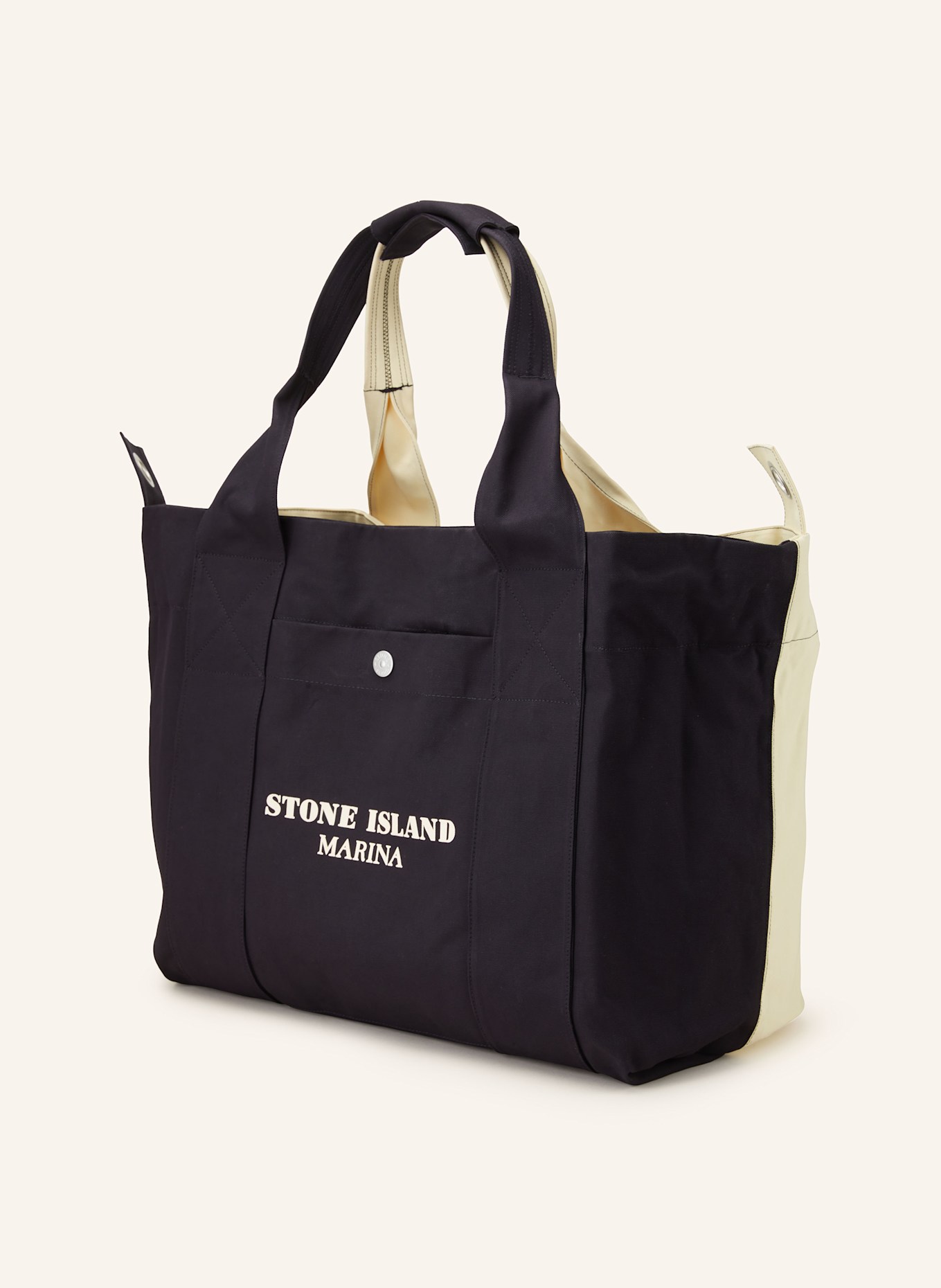 STONE ISLAND Torba shopper MARINA, Kolor: KREMOWY/ GRANATOWY (Obrazek 2)