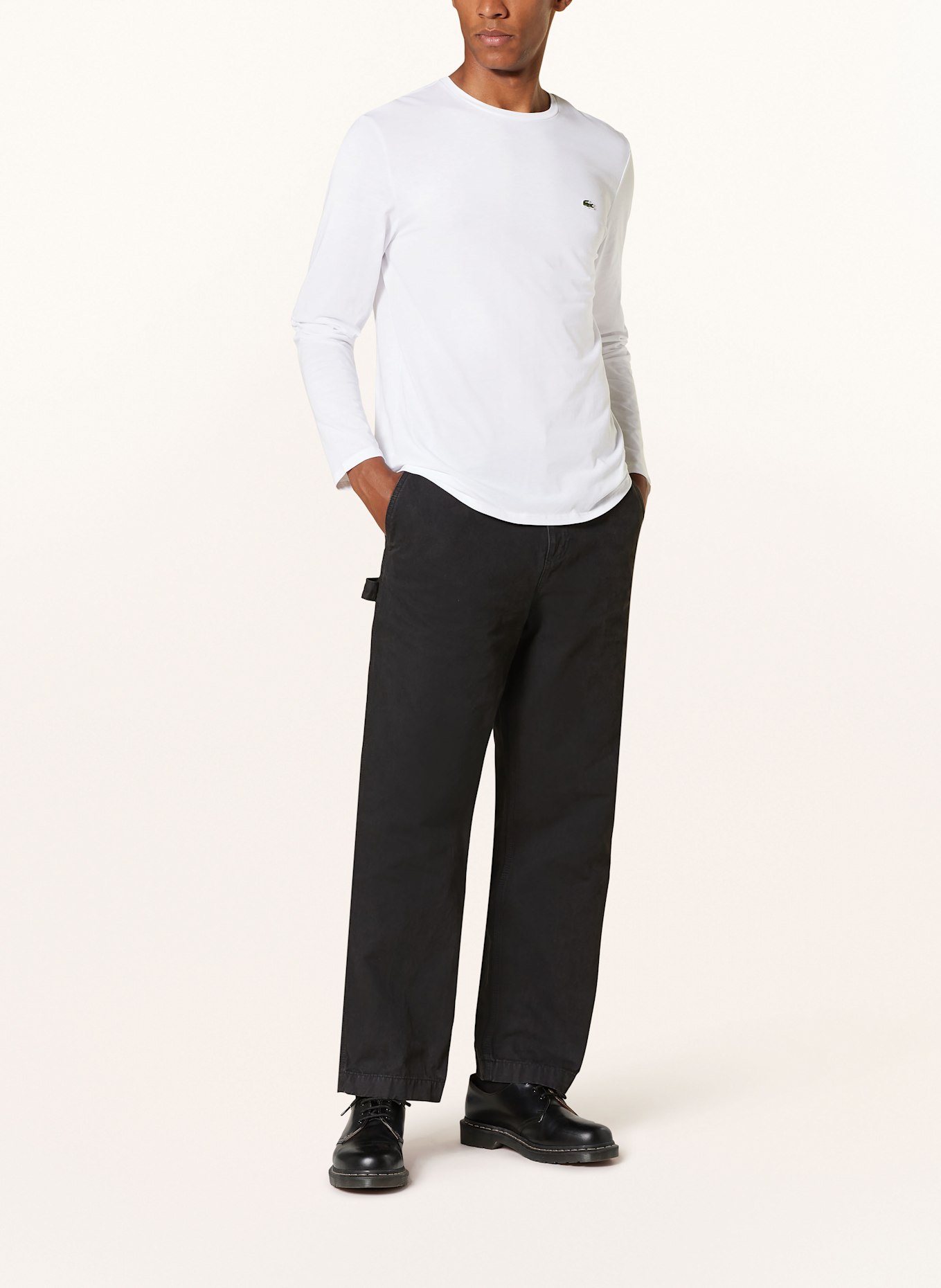 LACOSTE Long sleeve shirt: WHITE