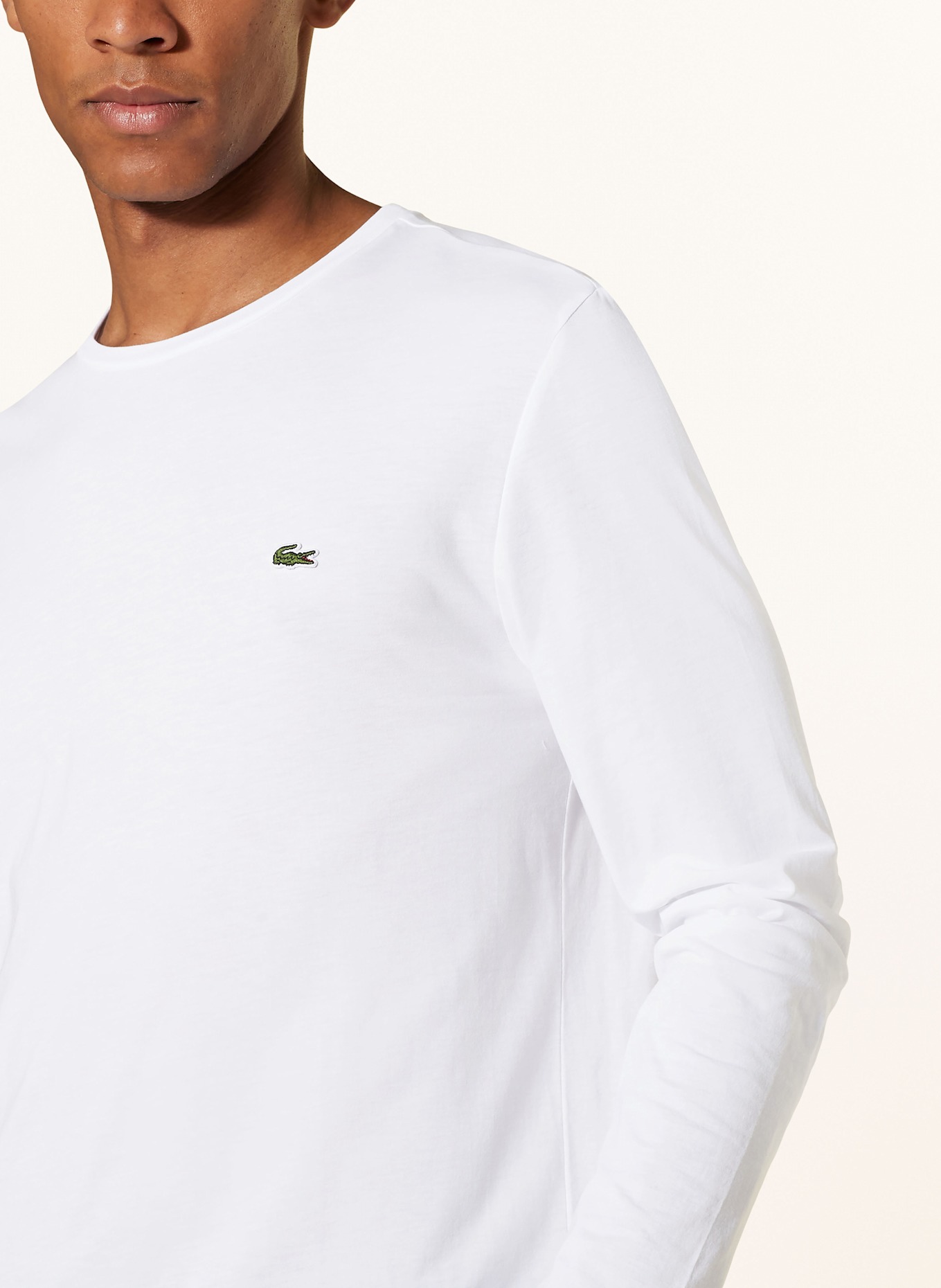 LACOSTE Long sleeve shirt: WHITE