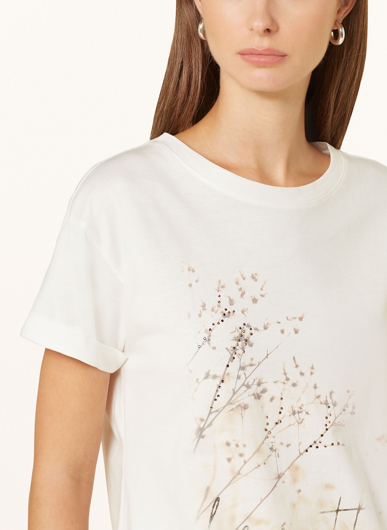 CARTOON T-shirt with decorative gems, Color: CREAM/ LIGHT BROWN/ SILVER (Image 4)