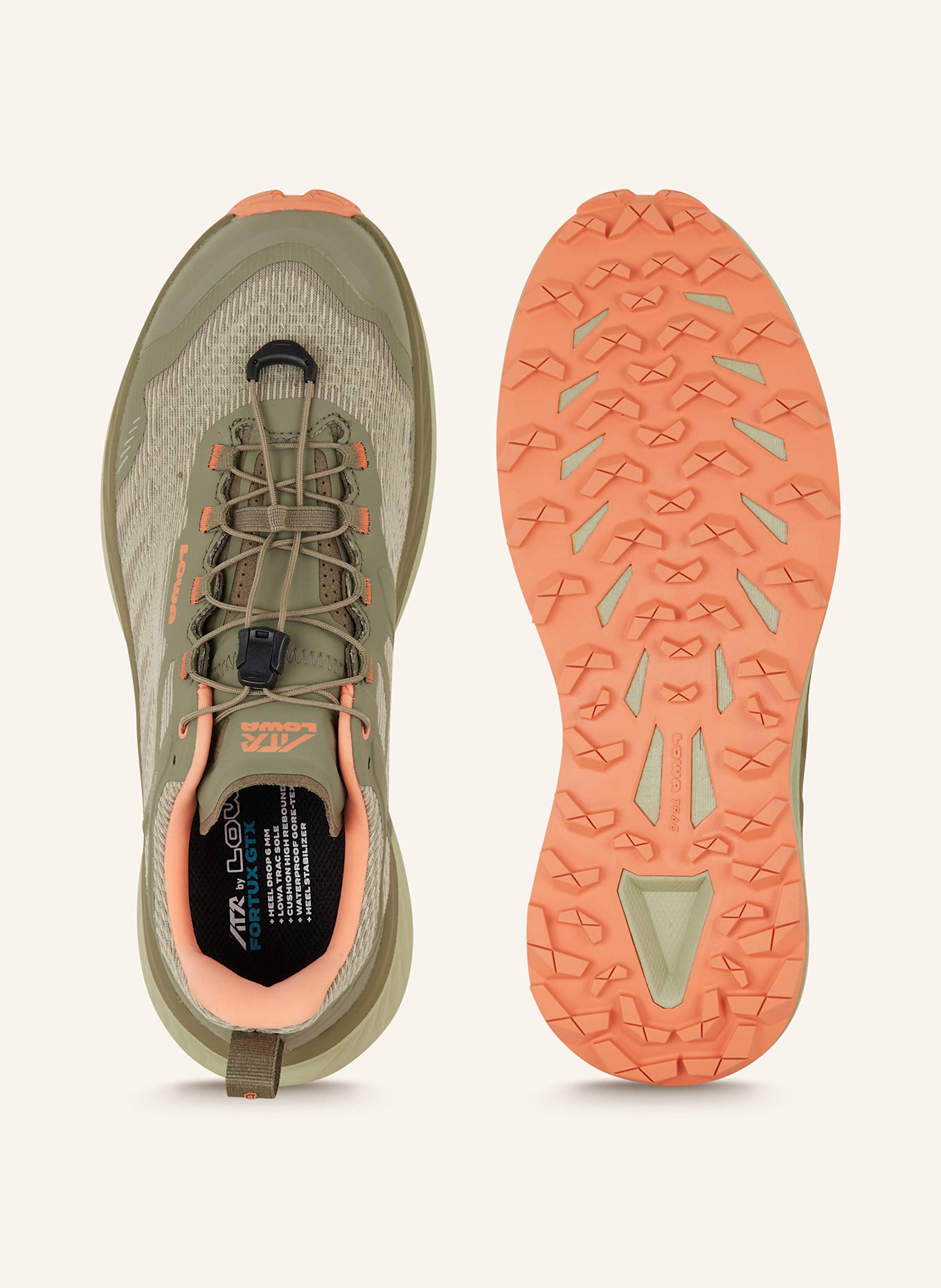 LOWA Trailrunning-Schuhe FORTUX GTX: OLIV / HELLGRÜN / LACHS