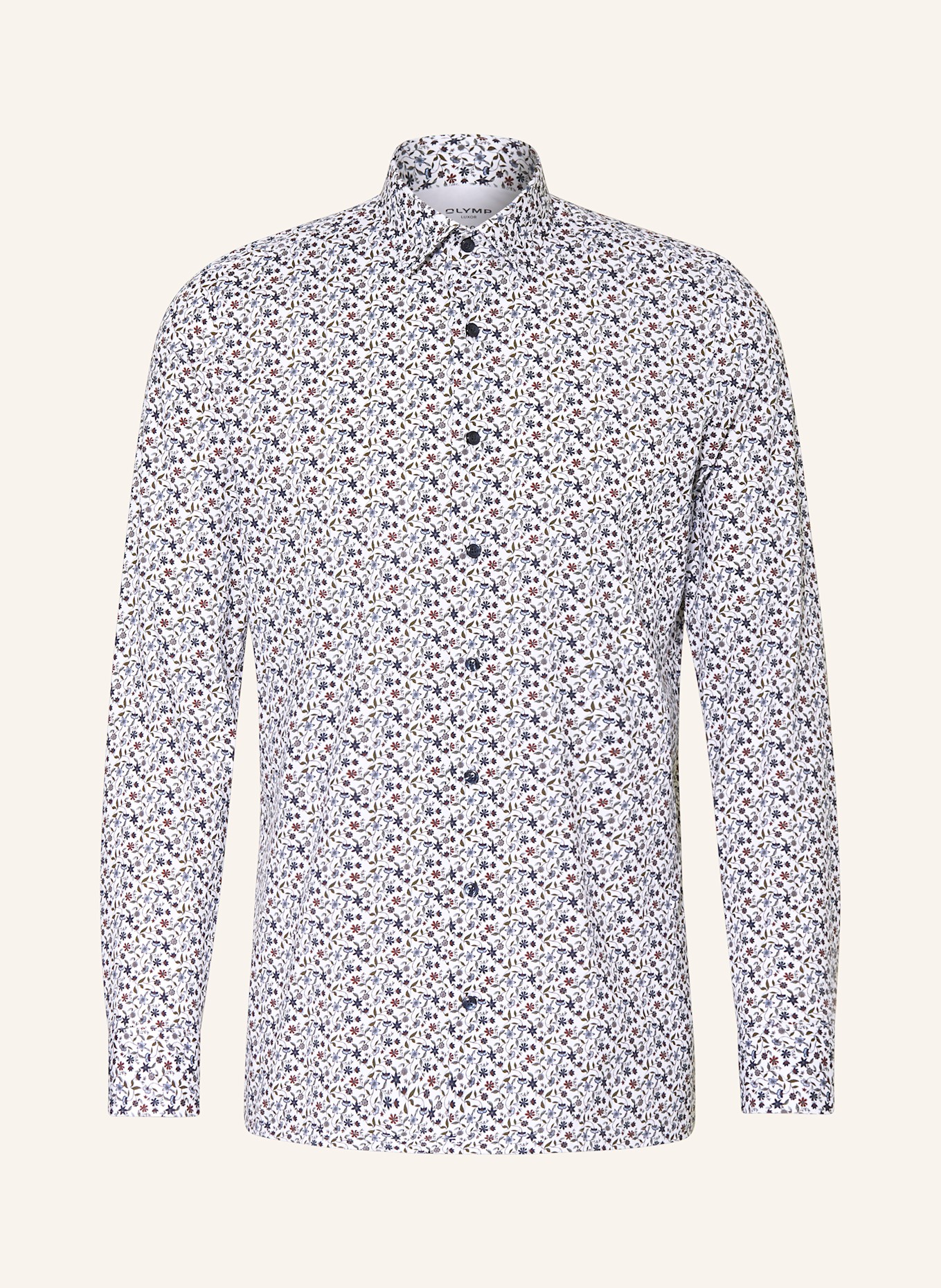 OLYMP Koszula Luxor 24/Seven modern fit z bardzo długimi rękawami: OLIWKOWY / BIAŁY / NIEBIESKI