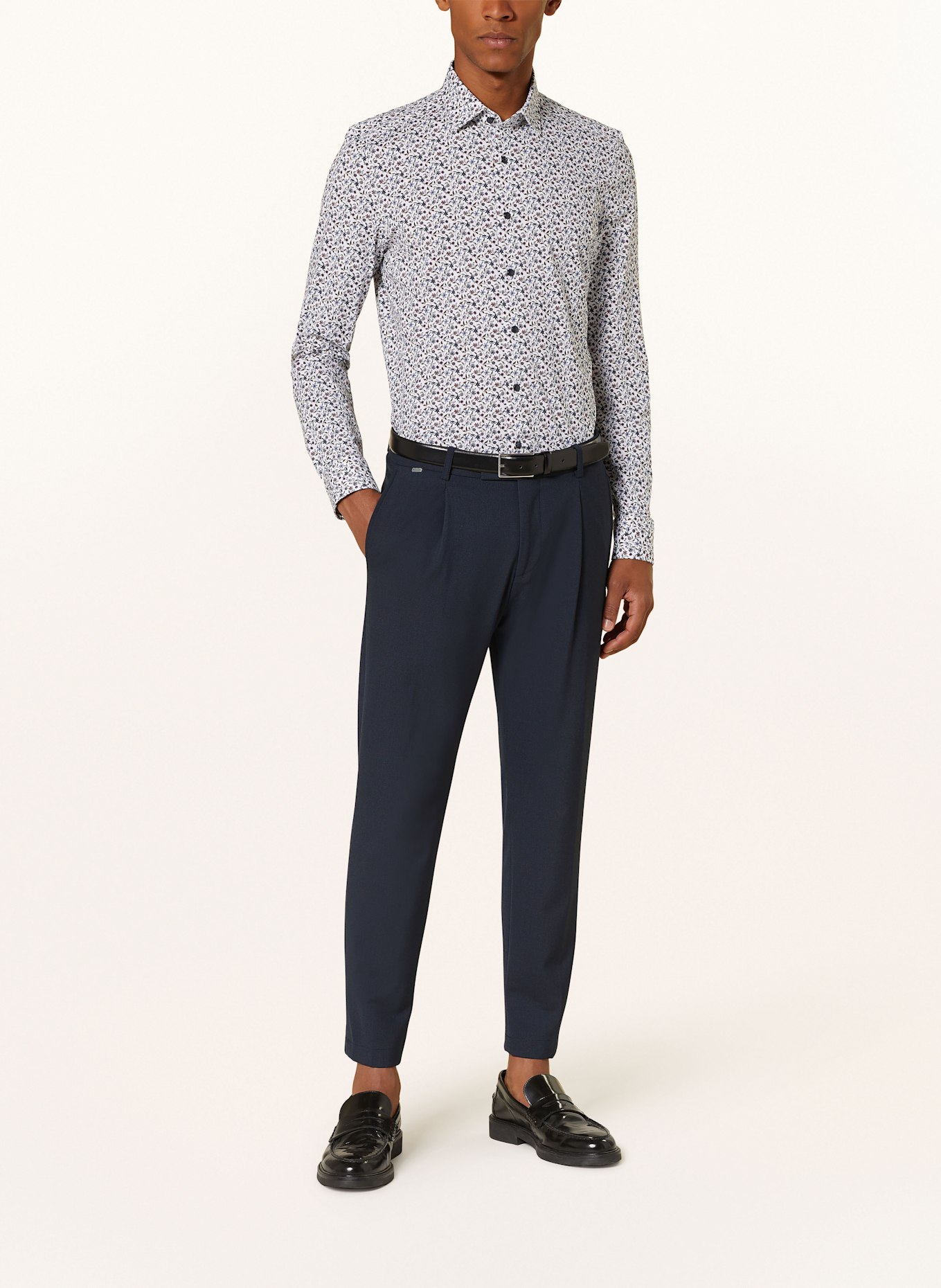 OLYMP Koszula Luxor 24/Seven modern fit z bardzo długimi rękawami: OLIWKOWY / BIAŁY / NIEBIESKI