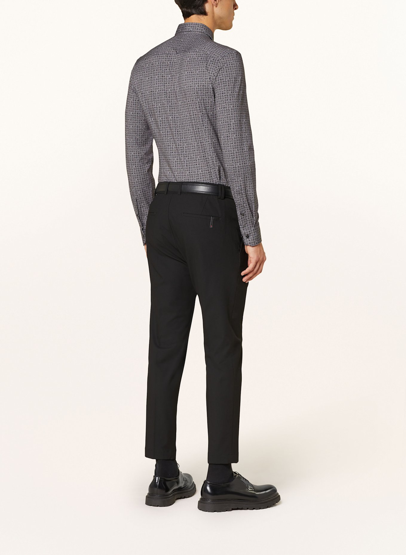 OLYMP Jerseyhemd No. Six 24/Seven super slim: DUNKELGRAU / SCHWARZ