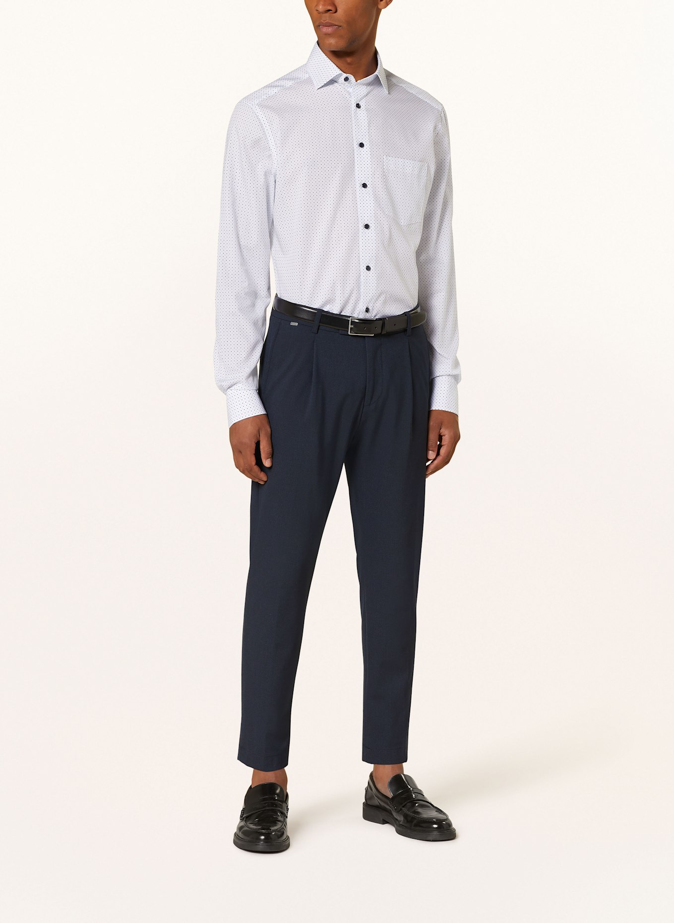 OLYMP Hemd Luxor modern fit mit extralangem Arm: WEISS / HELLBLAU / DUNKELBLAU