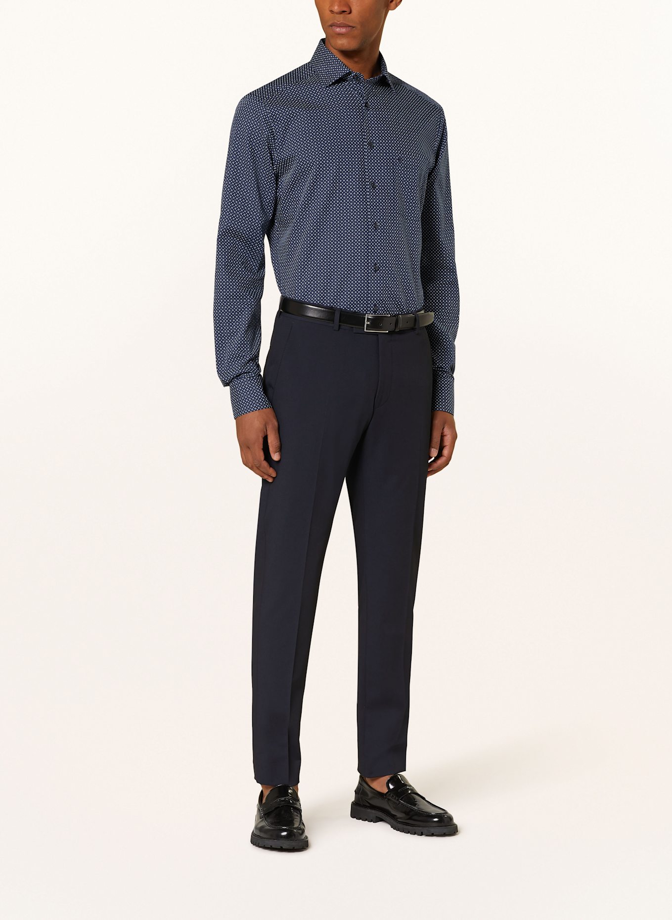 OLYMP Hemd Luxor modern fit mit extralangem Arm: DUNKELBLAU / HELLBLAU / WEISS