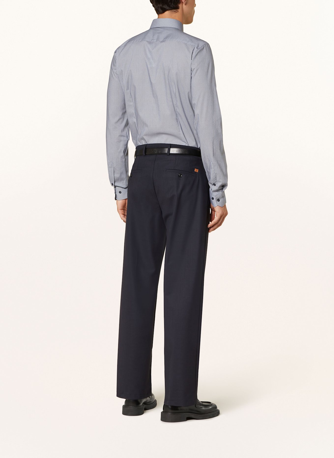 OLYMP Hemd No. Six super slim mit extralangem Arm: DUNKELBLAU / WEISS