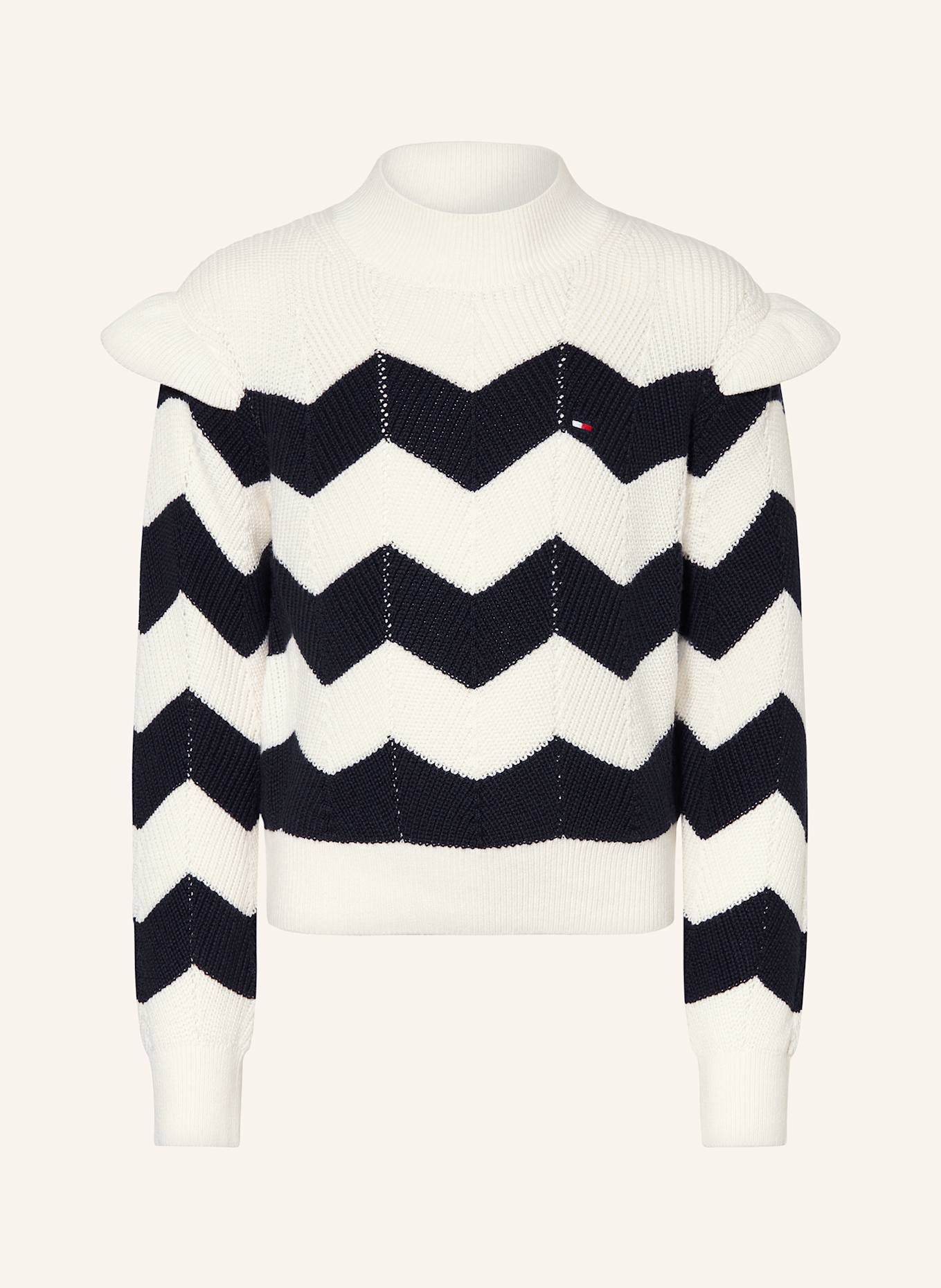 TOMMY HILFIGER Pullover mit Volants, Farbe: CREME/ DUNKELBLAU (Bild 1)