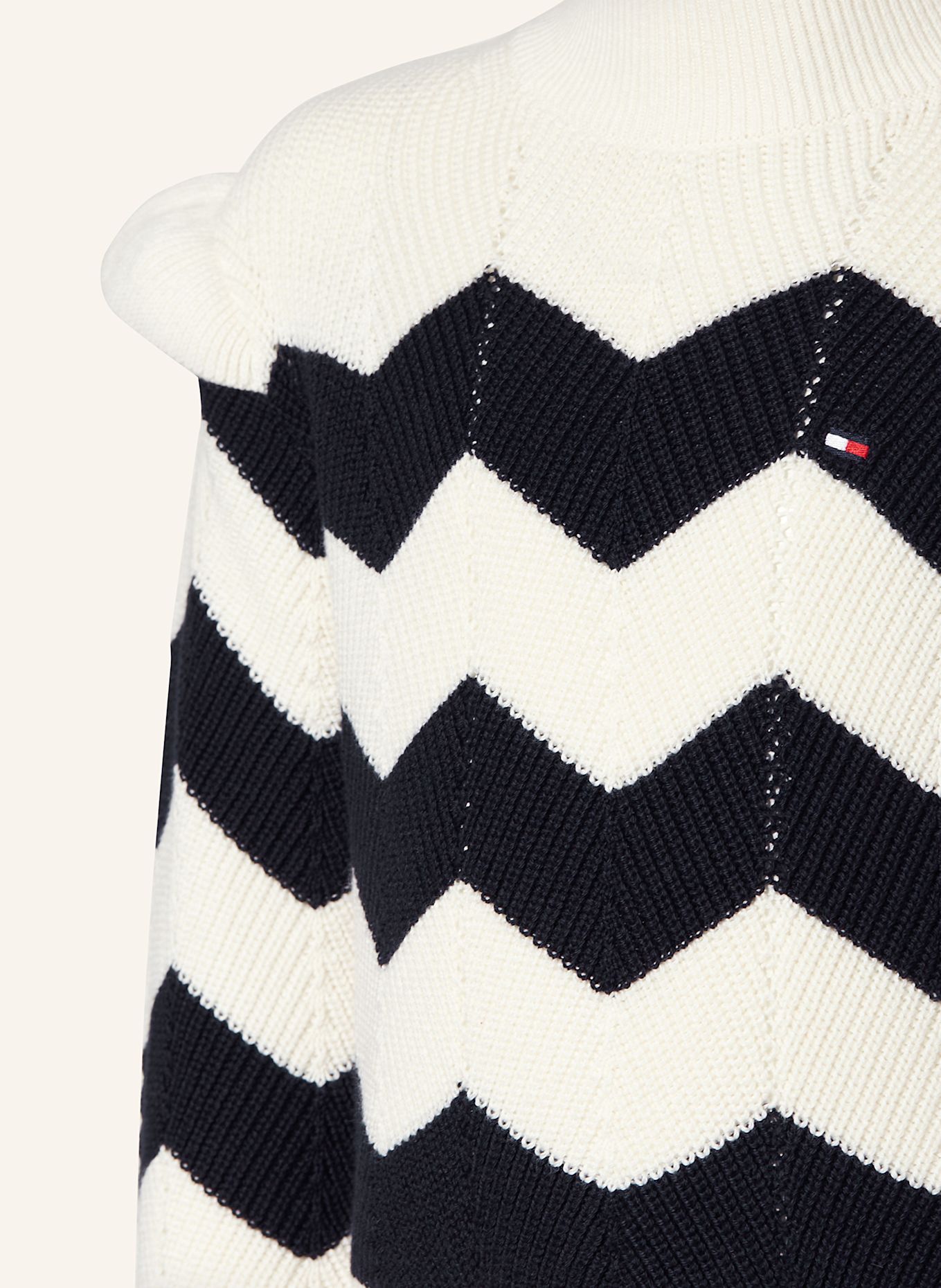 TOMMY HILFIGER Pullover mit Volants, Farbe: CREME/ DUNKELBLAU (Bild 3)