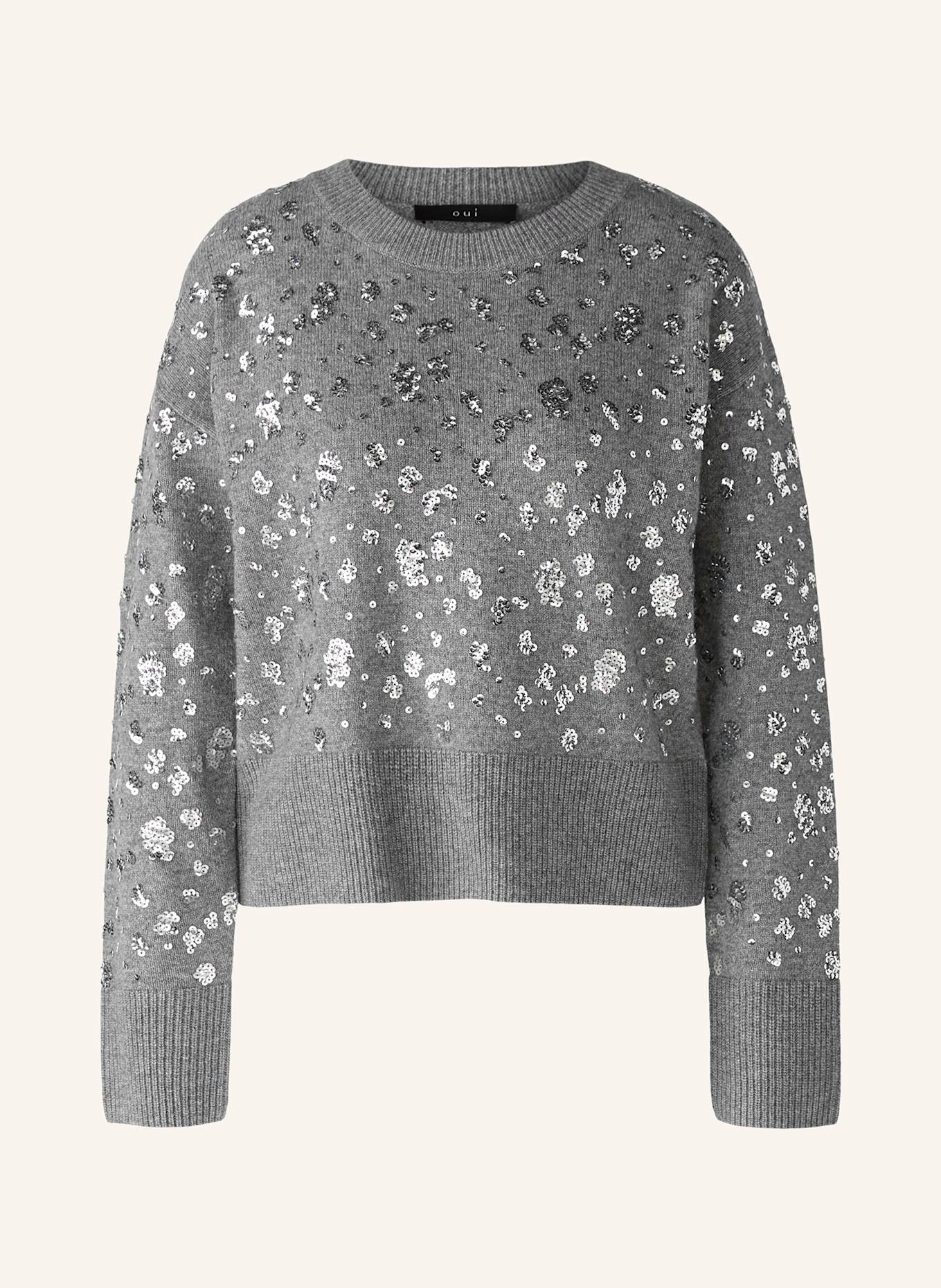 oui Pullover mit Pailletten: GRAU