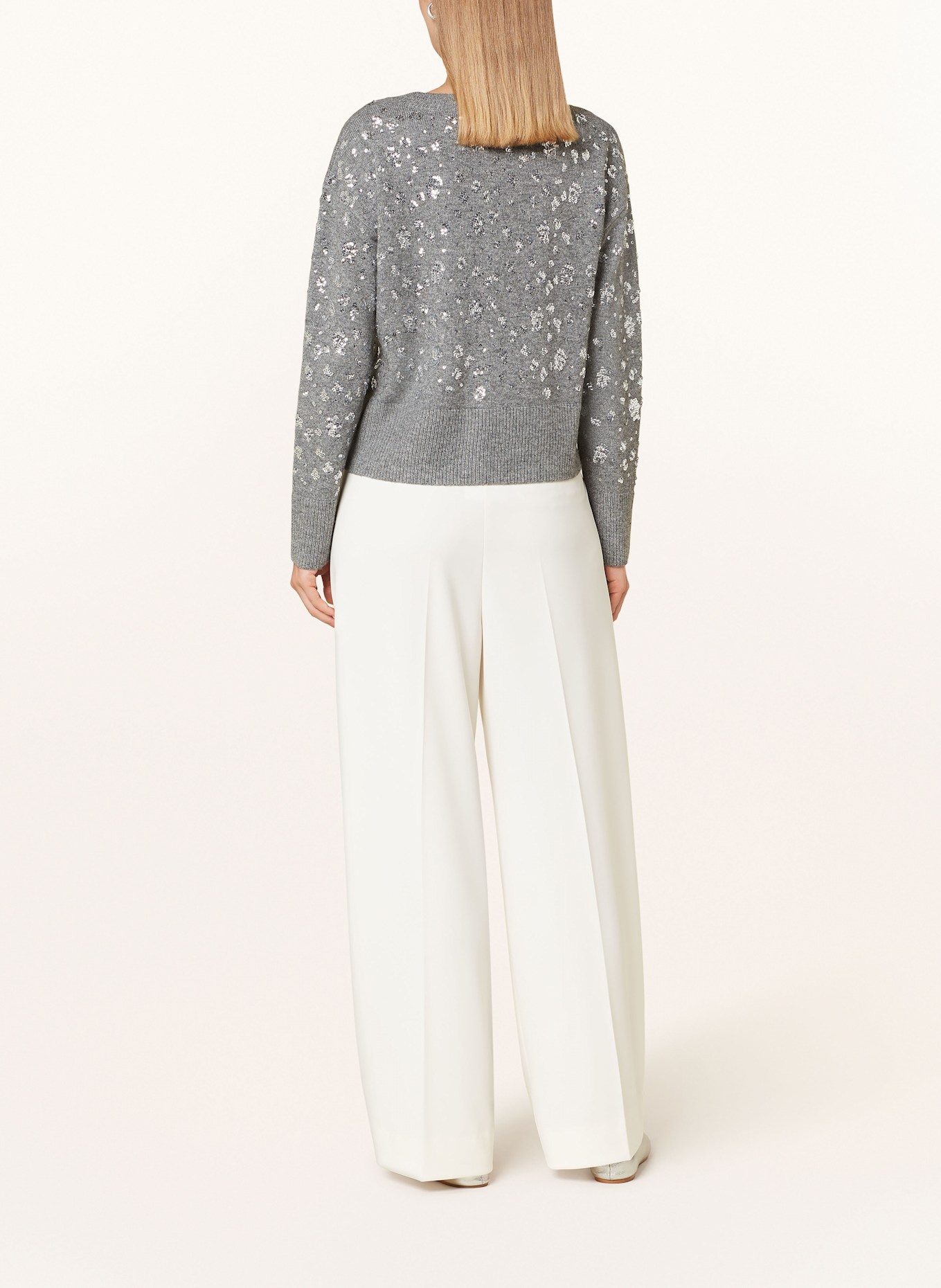 oui Pullover mit Pailletten: GRAU