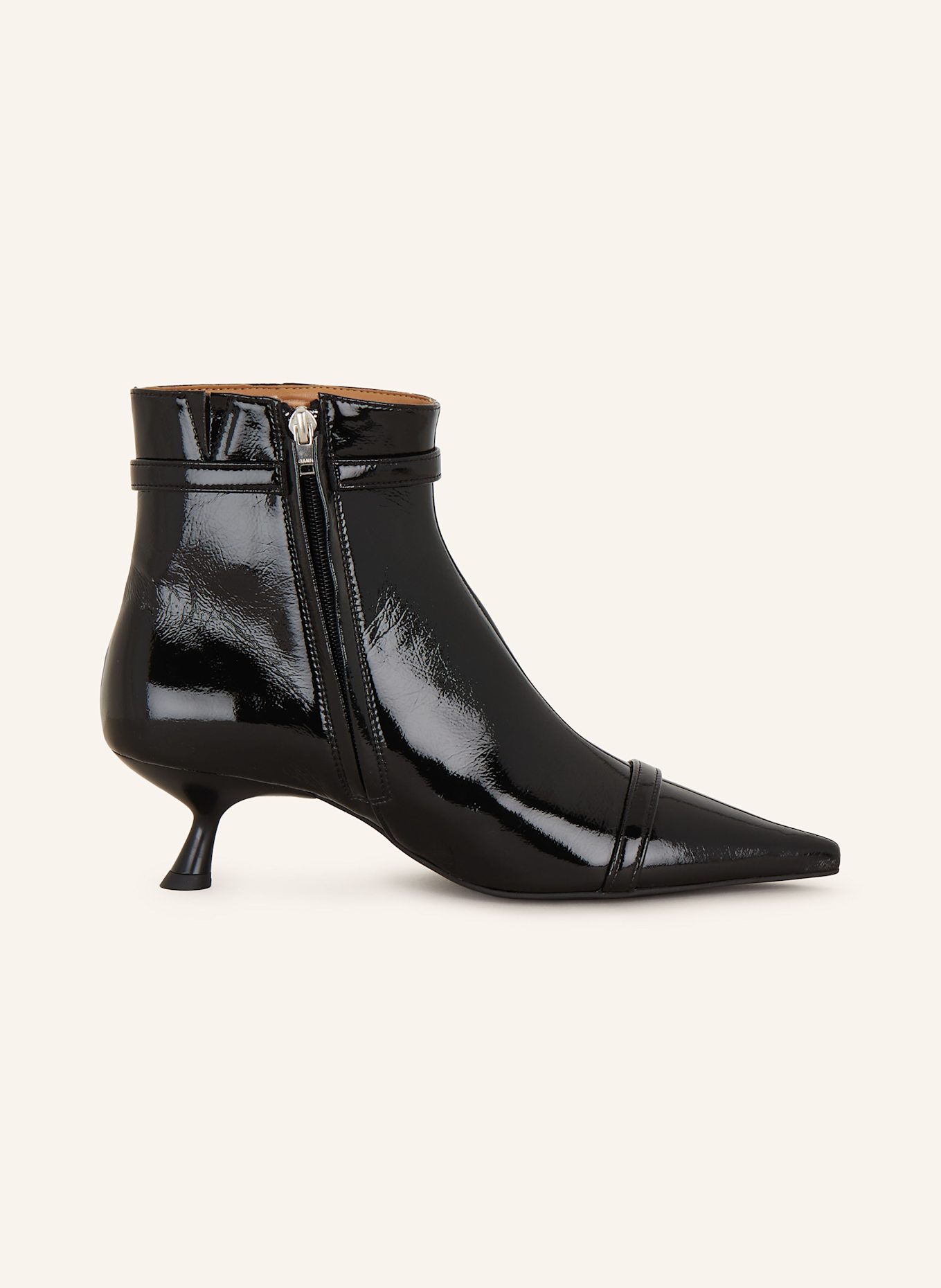 GANNI Patent ankle boots in black