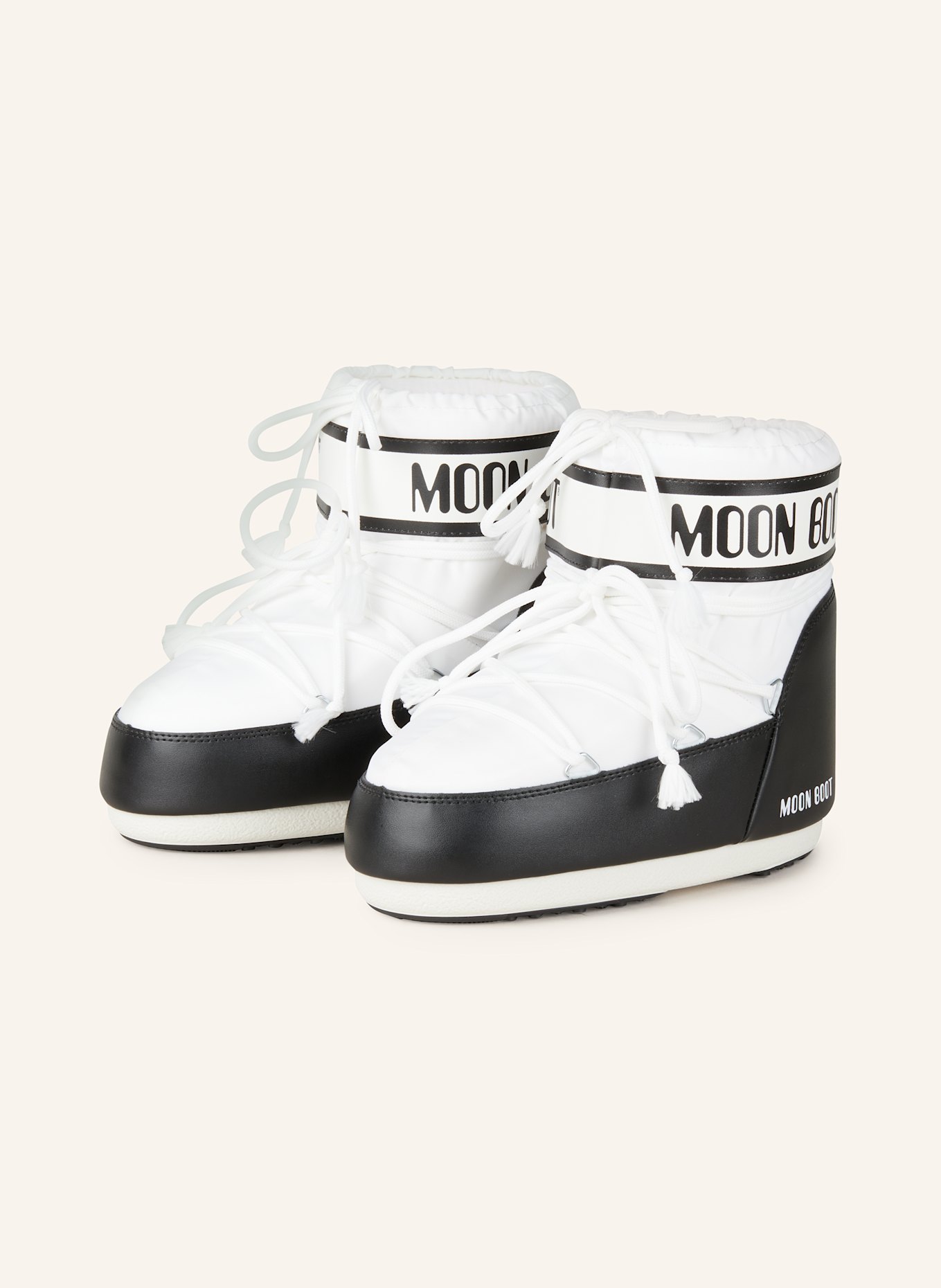 MOON BOOT Moon Boots ICON LOW NYLON: WEISS / SCHWARZ
