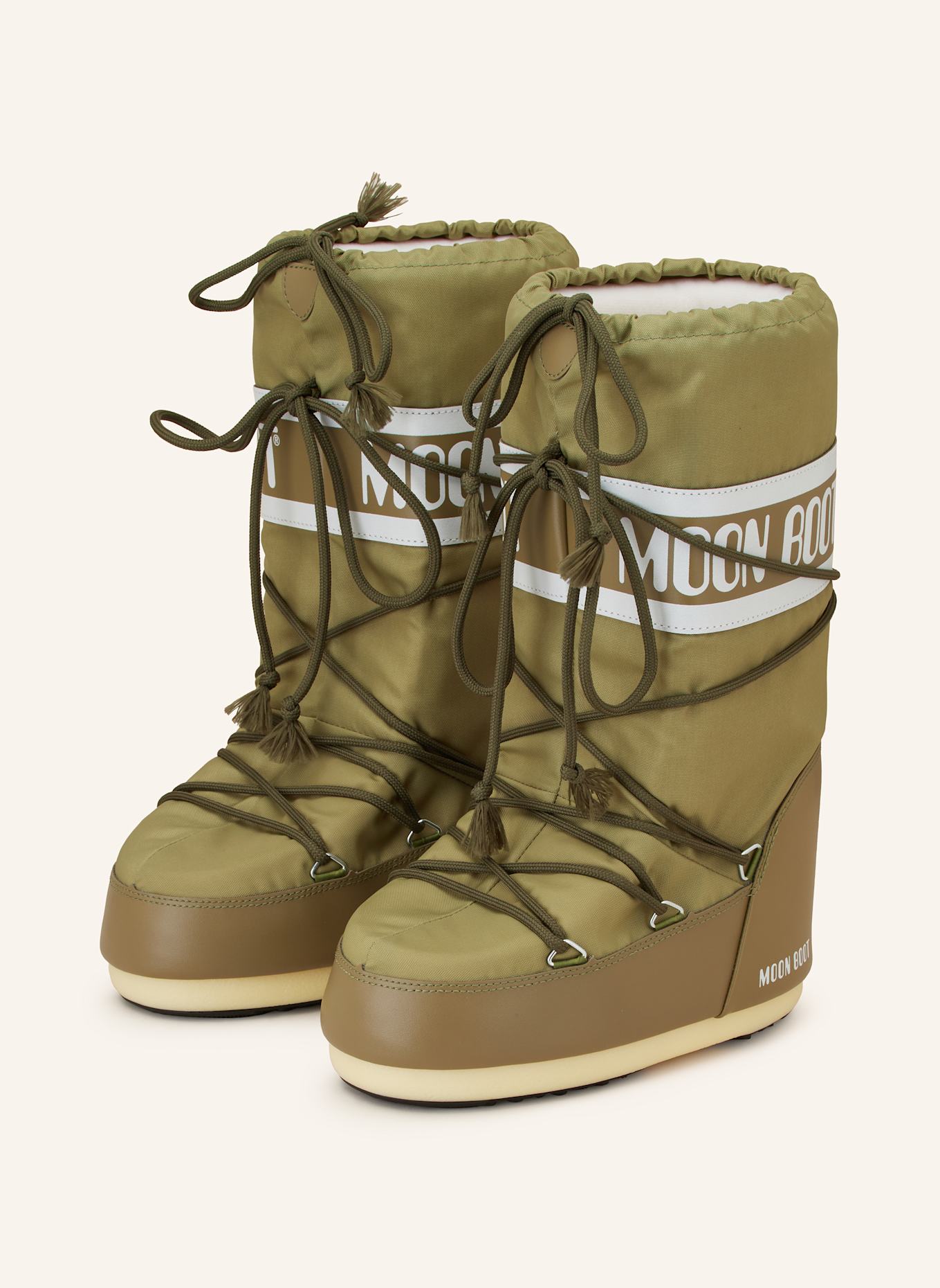 MOON BOOT Moon Boots ICON NYLON: KHAKI/ WEISS